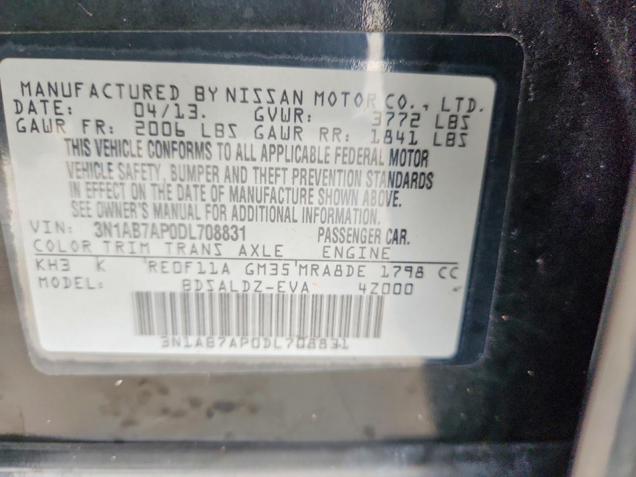 2013 Nissan Sentra S Black vin: 3N1AB7AP0DL708831