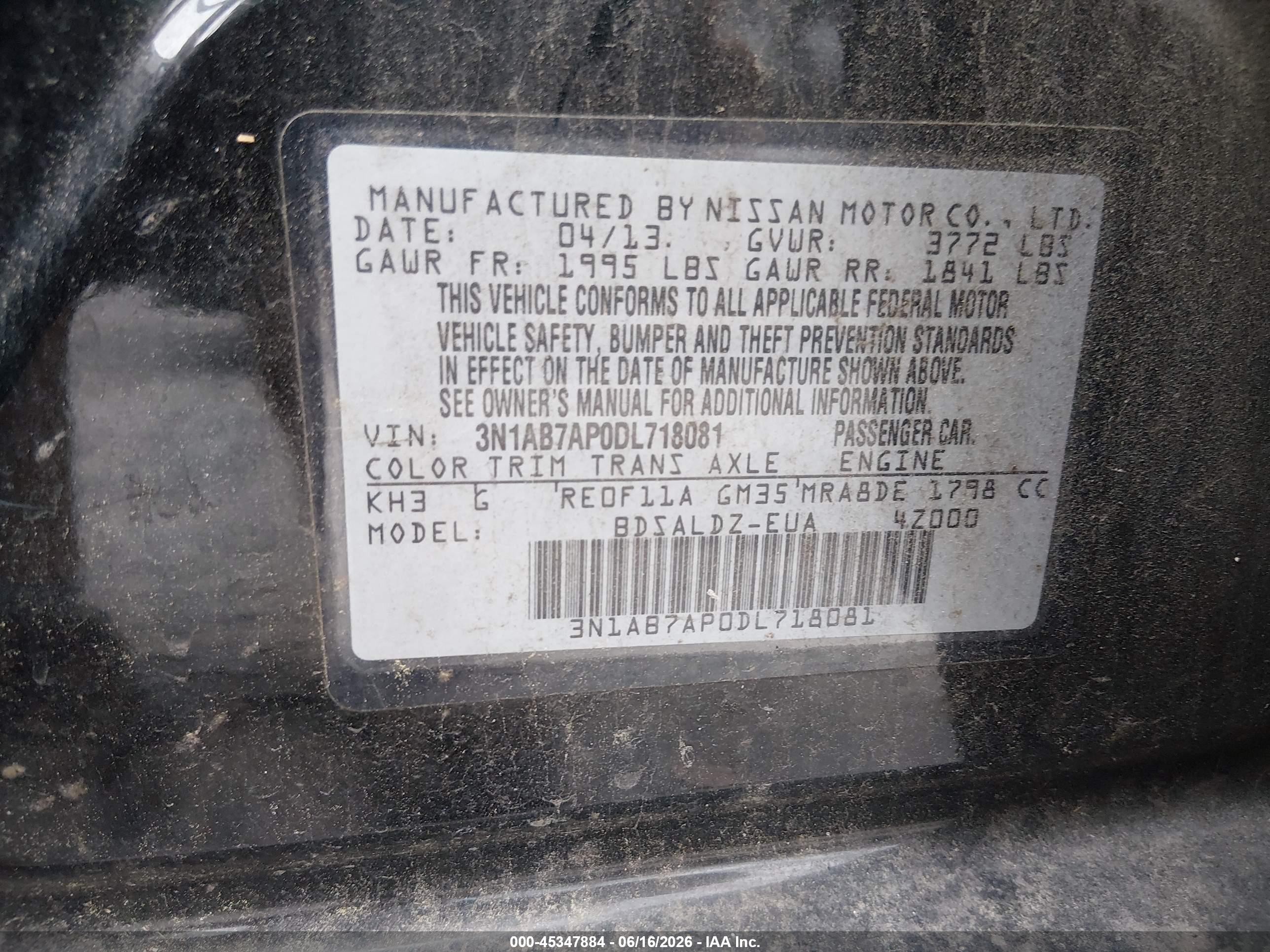 2013 Nissan Sentra Sv Black vin: 3N1AB7AP0DL718081