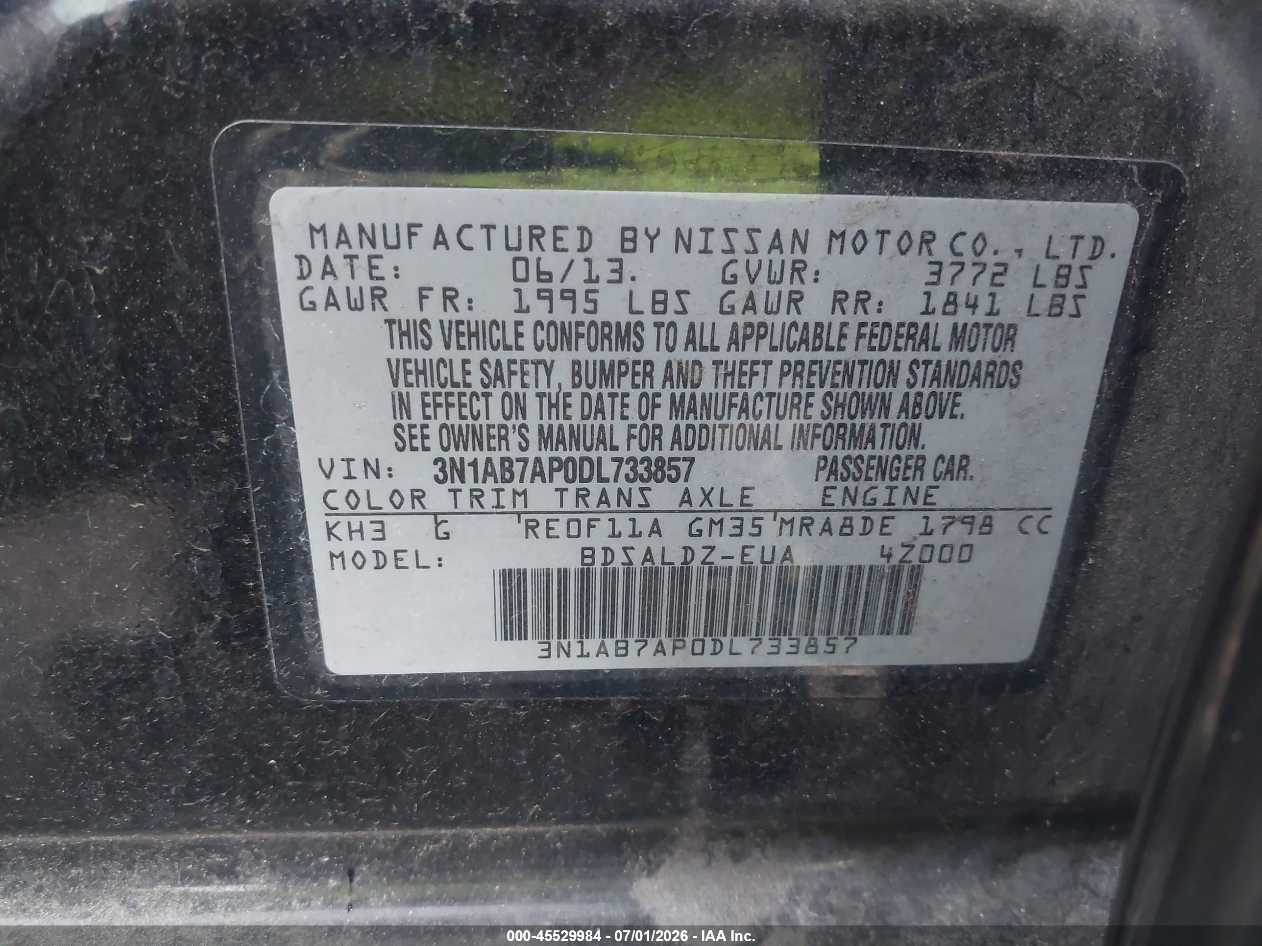 2013 Nissan Sentra Sv Black vin: 3N1AB7AP0DL733857