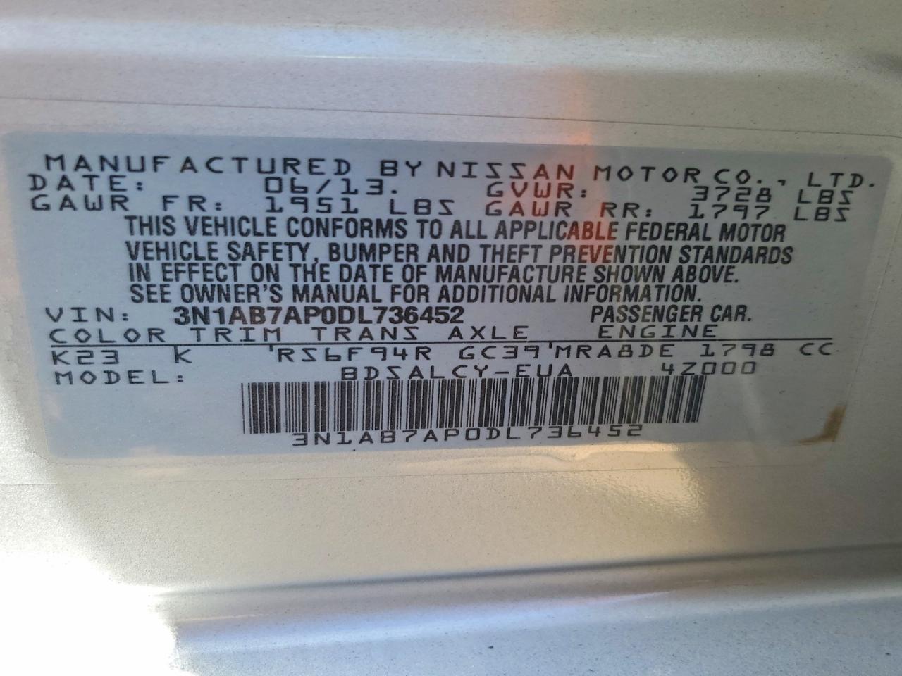 2013 Nissan Sentra S Серебряный vin: 3N1AB7AP0DL736452