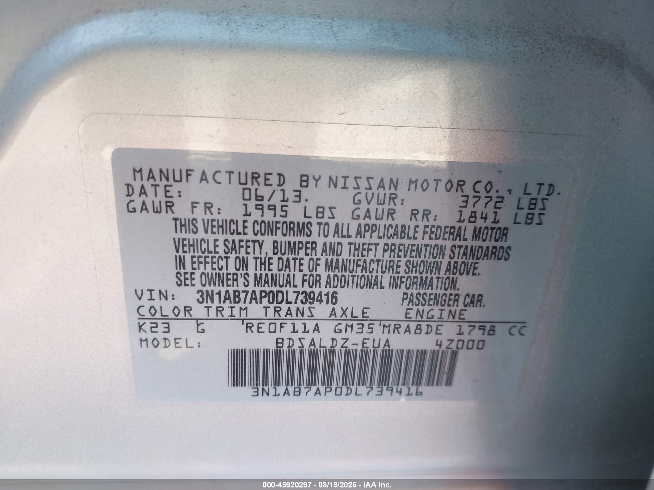 2013 Nissan Sentra Sv Silver vin: 3N1AB7AP0DL739416