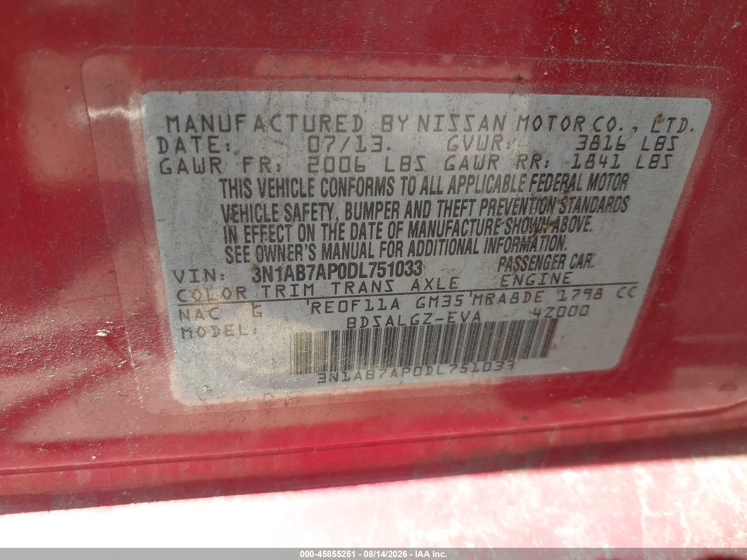 2013 Nissan Sentra Sl Красный vin: 3N1AB7AP0DL751033