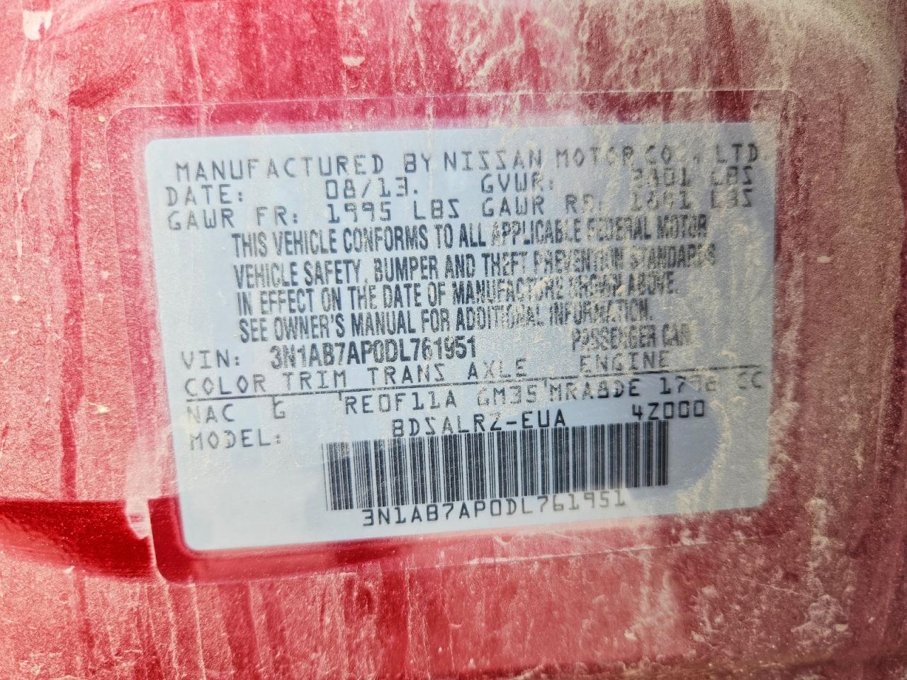 2013 Nissan Sentra S Red vin: 3N1AB7AP0DL761951