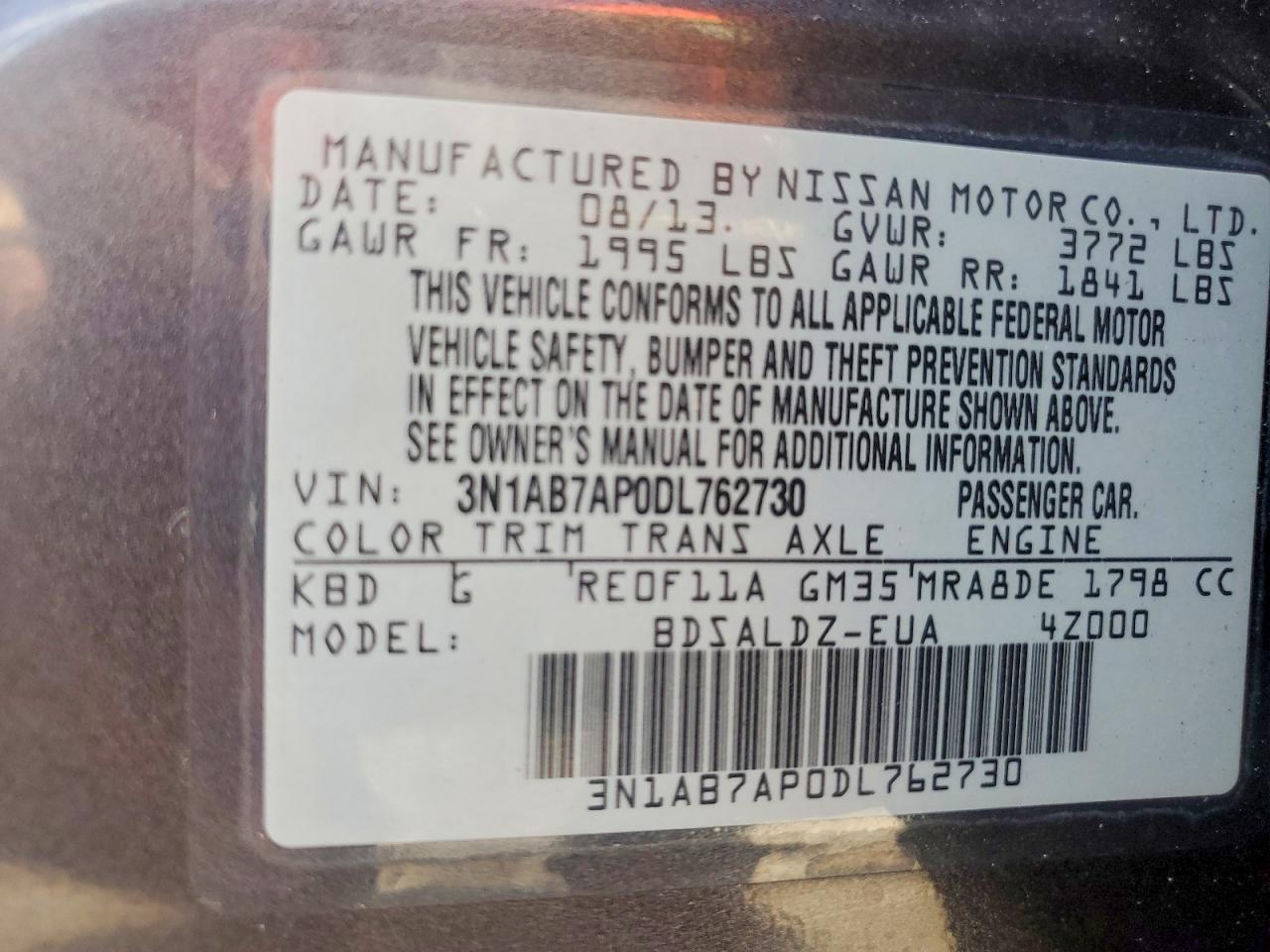 2013 Nissan Sentra S Gray vin: 3N1AB7AP0DL762730
