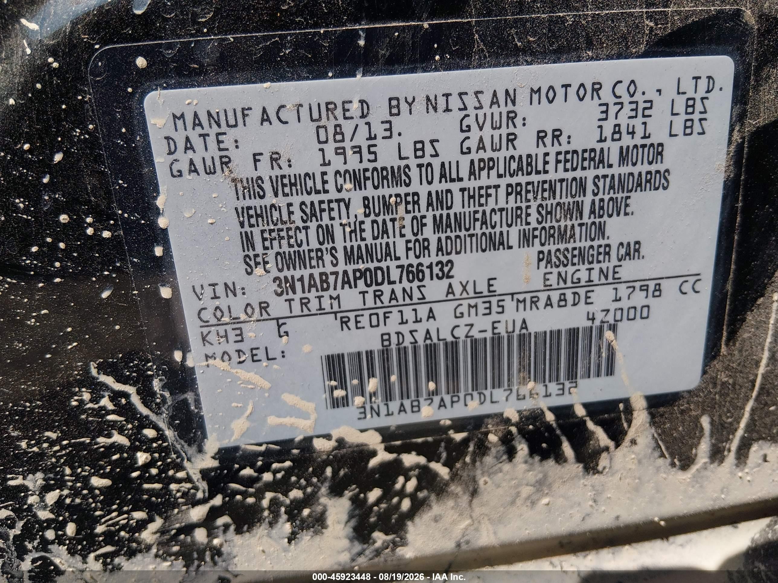 2013 Nissan Sentra S Black vin: 3N1AB7AP0DL766132
