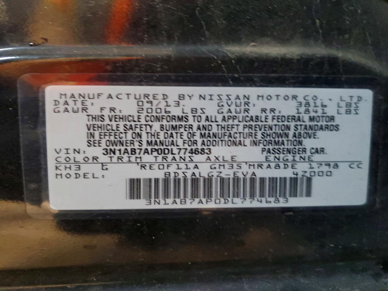 2013 Nissan Sentra S Black vin: 3N1AB7AP0DL774683