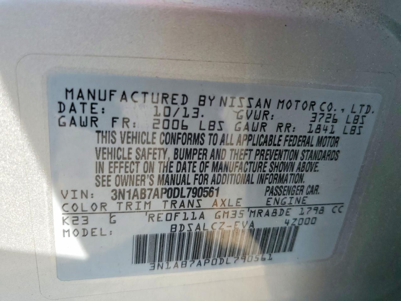 2013 Nissan Sentra S Серый vin: 3N1AB7AP0DL790561