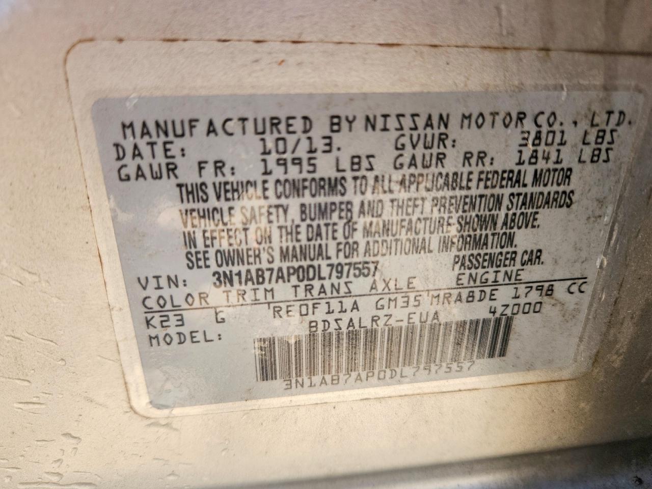 2013 Nissan Sentra S Серебряный vin: 3N1AB7AP0DL797557