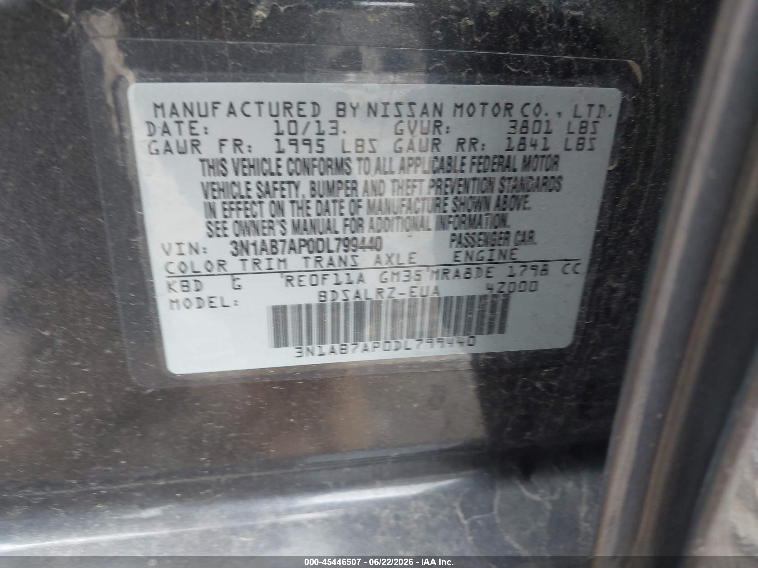 2013 Nissan Sentra Sr Gray vin: 3N1AB7AP0DL799440