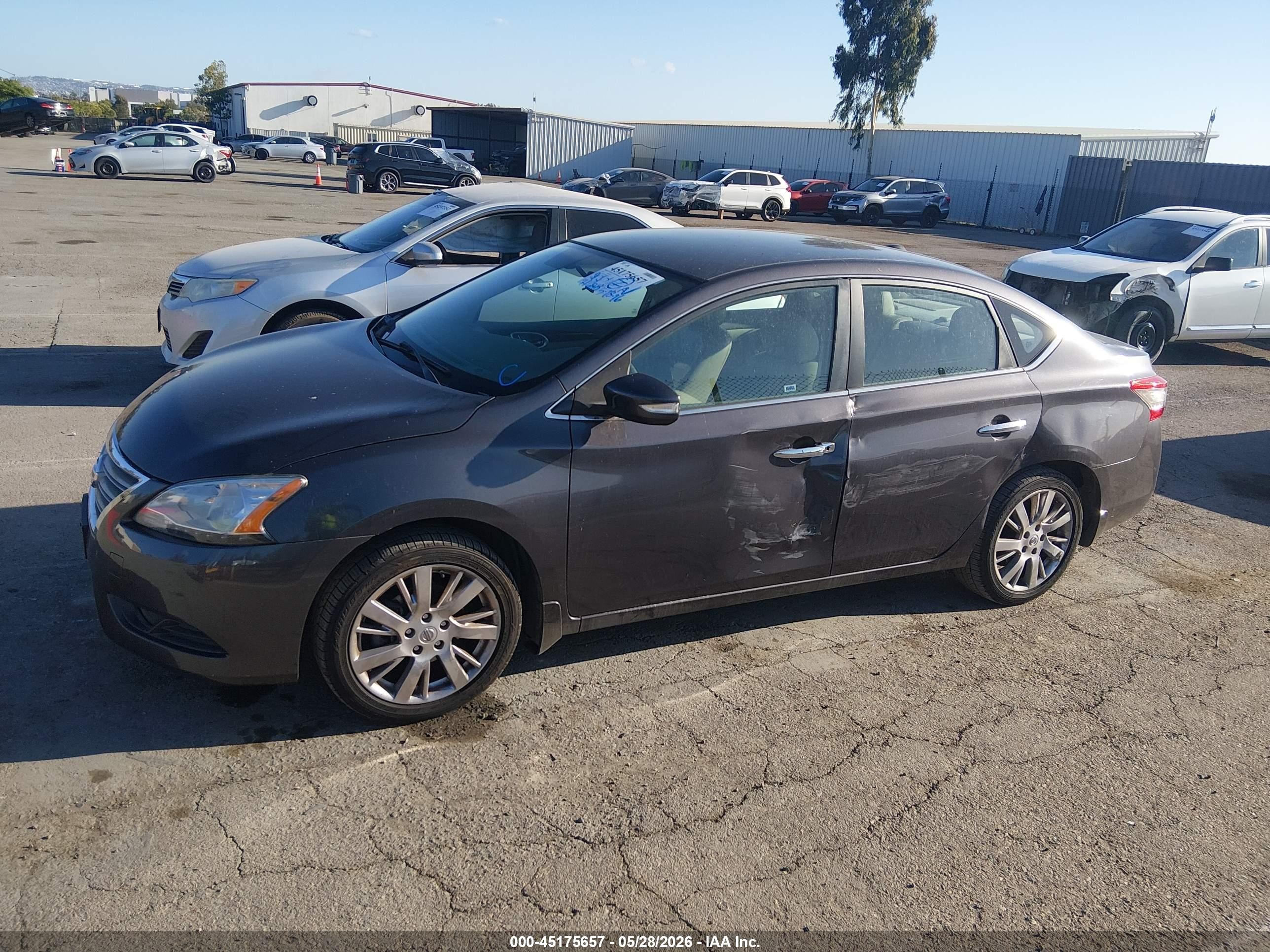 2014 Nissan Sentra Sl Серый vin: 3N1AB7AP0EL608195