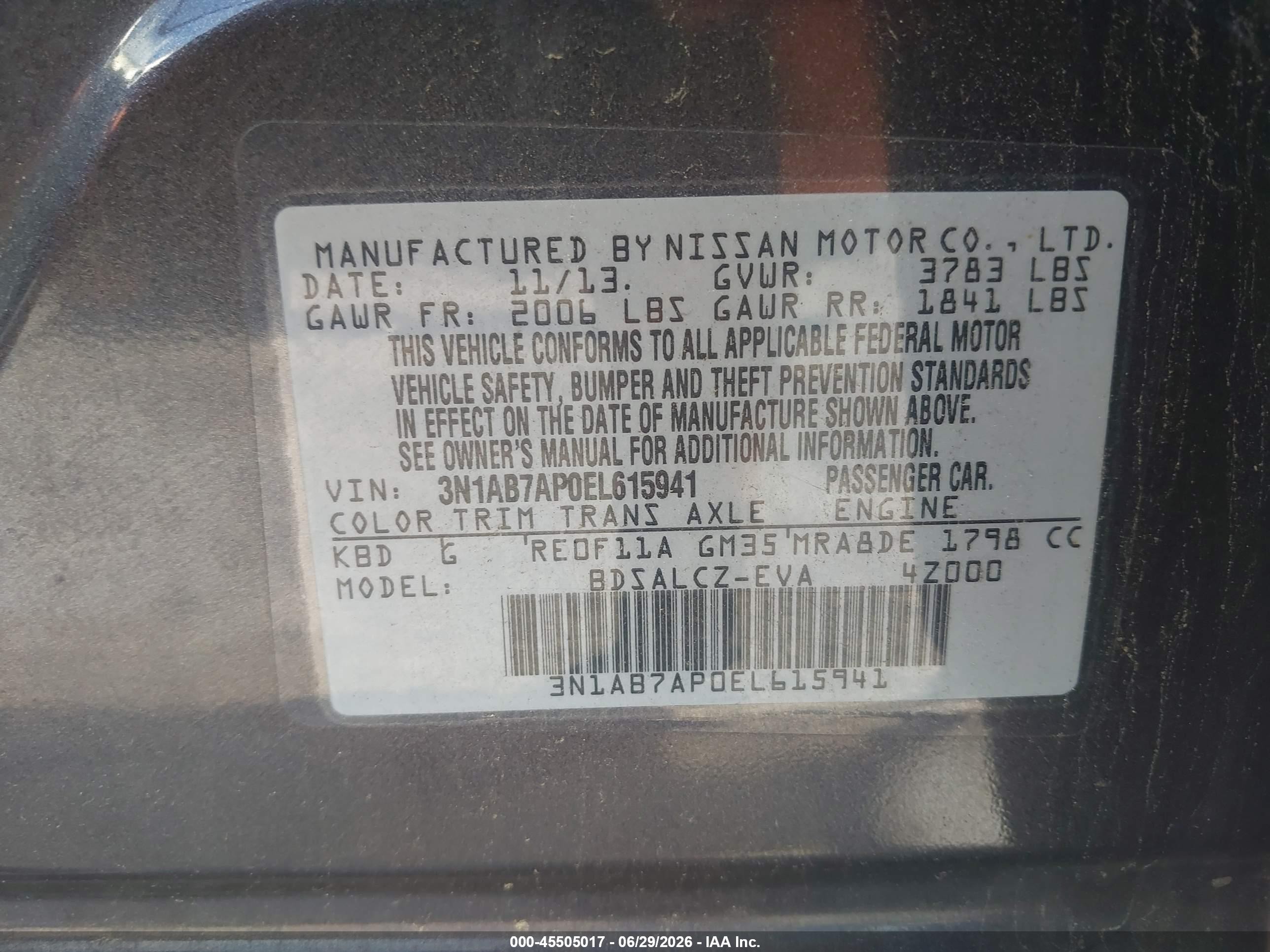 2014 Nissan Sentra S Gray vin: 3N1AB7AP0EL615941