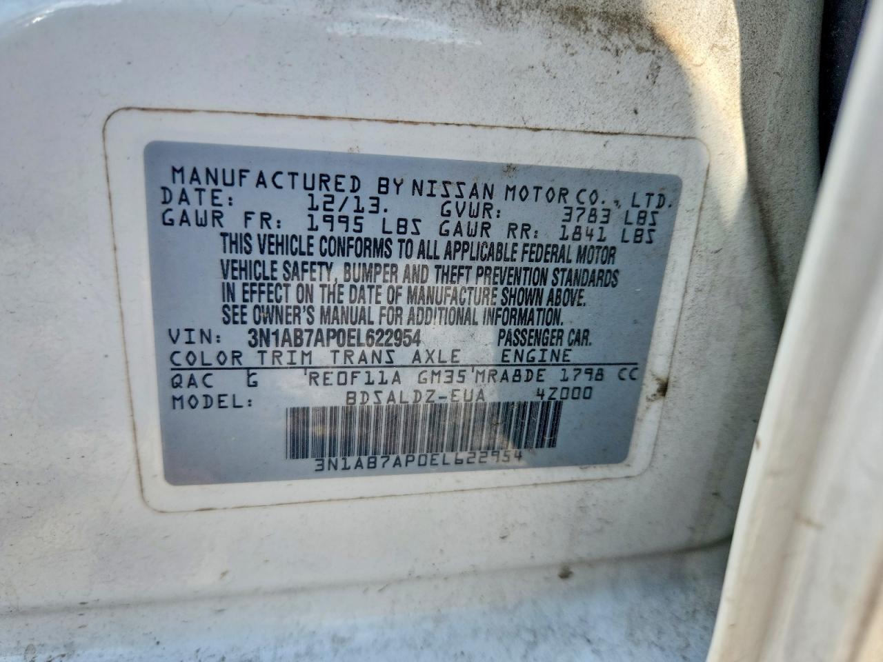 2014 Nissan Sentra Sv White vin: 3N1AB7AP0EL622954