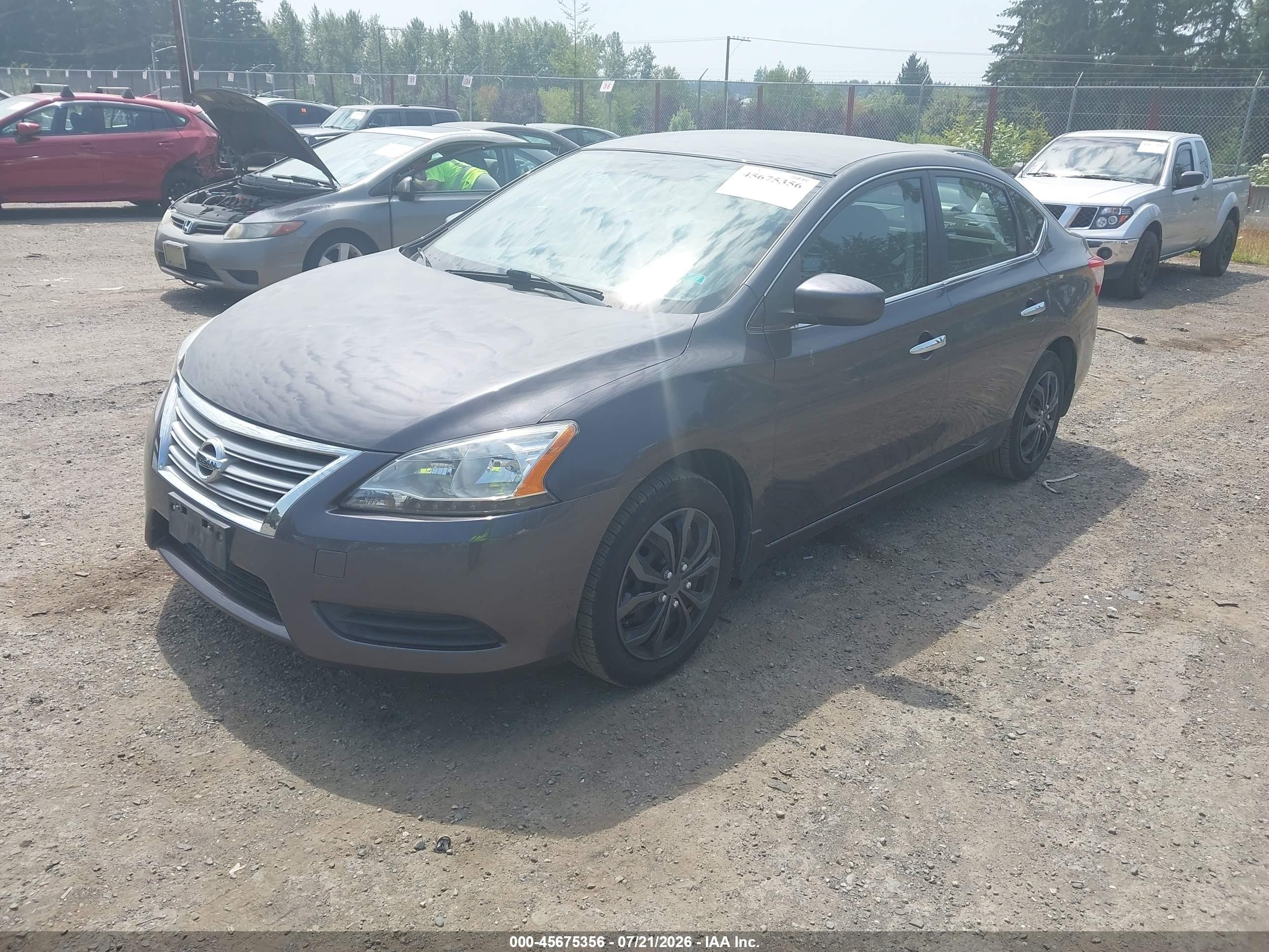 2014 Nissan Sentra S Серый vin: 3N1AB7AP0EL635655