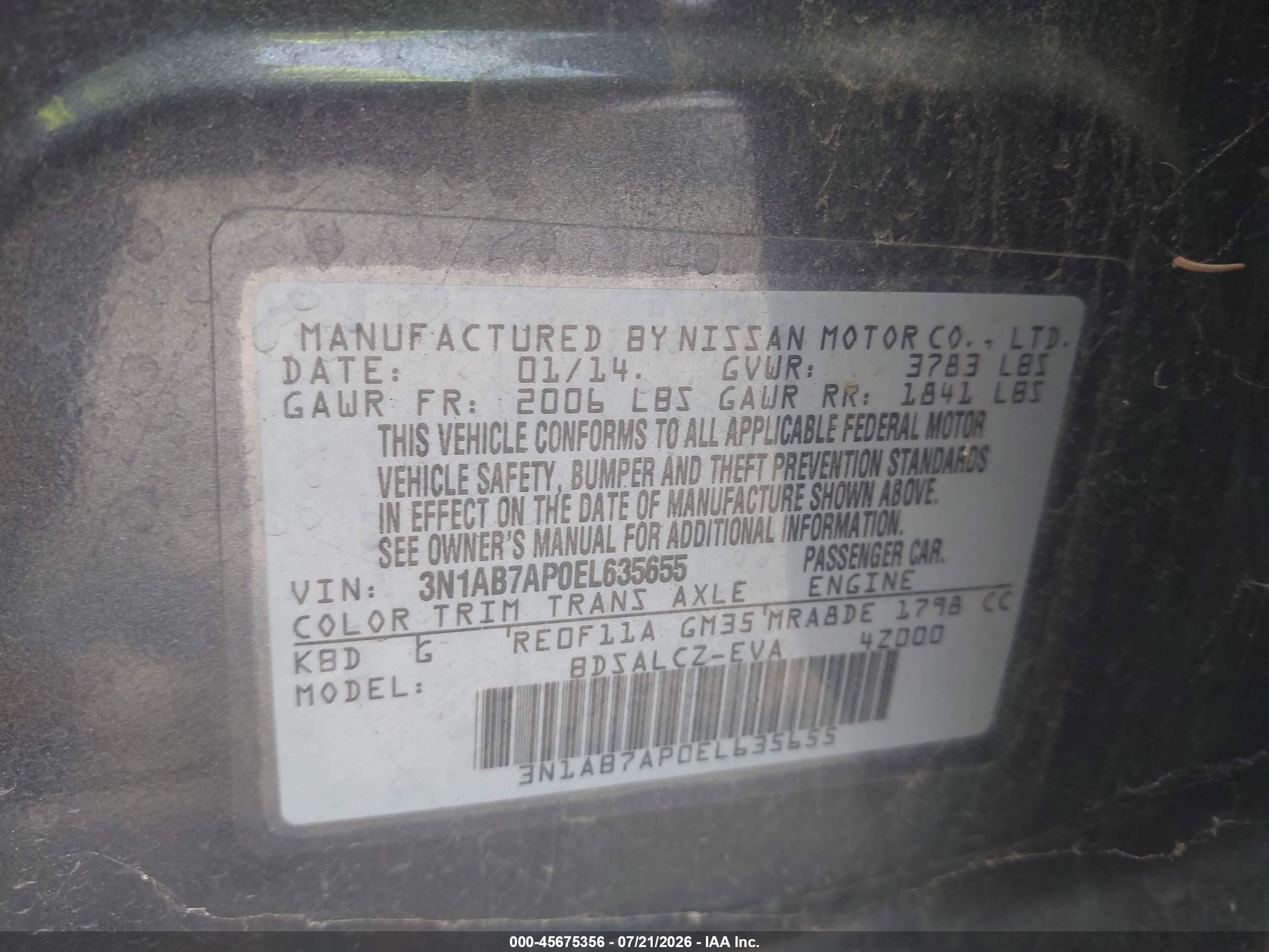2014 Nissan Sentra S Серый vin: 3N1AB7AP0EL635655
