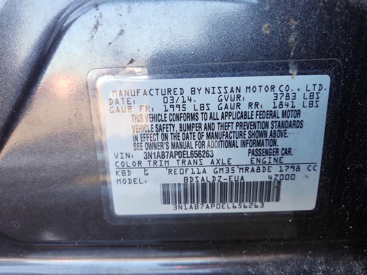 2014 Nissan Sentra Sv Серый vin: 3N1AB7AP0EL656263