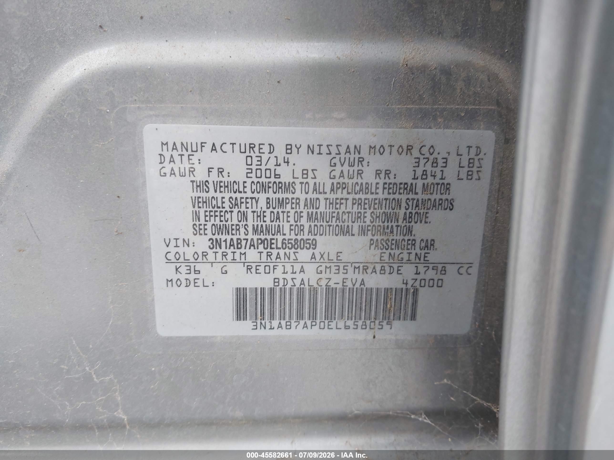 2014 Nissan Sentra S Silver vin: 3N1AB7AP0EL658059
