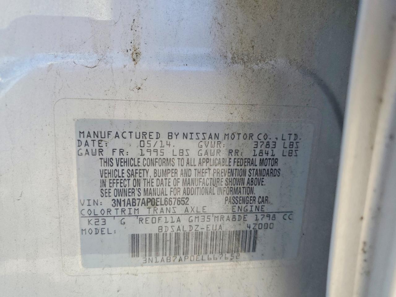 2014 Nissan Sentra Sv Silver vin: 3N1AB7AP0EL667652