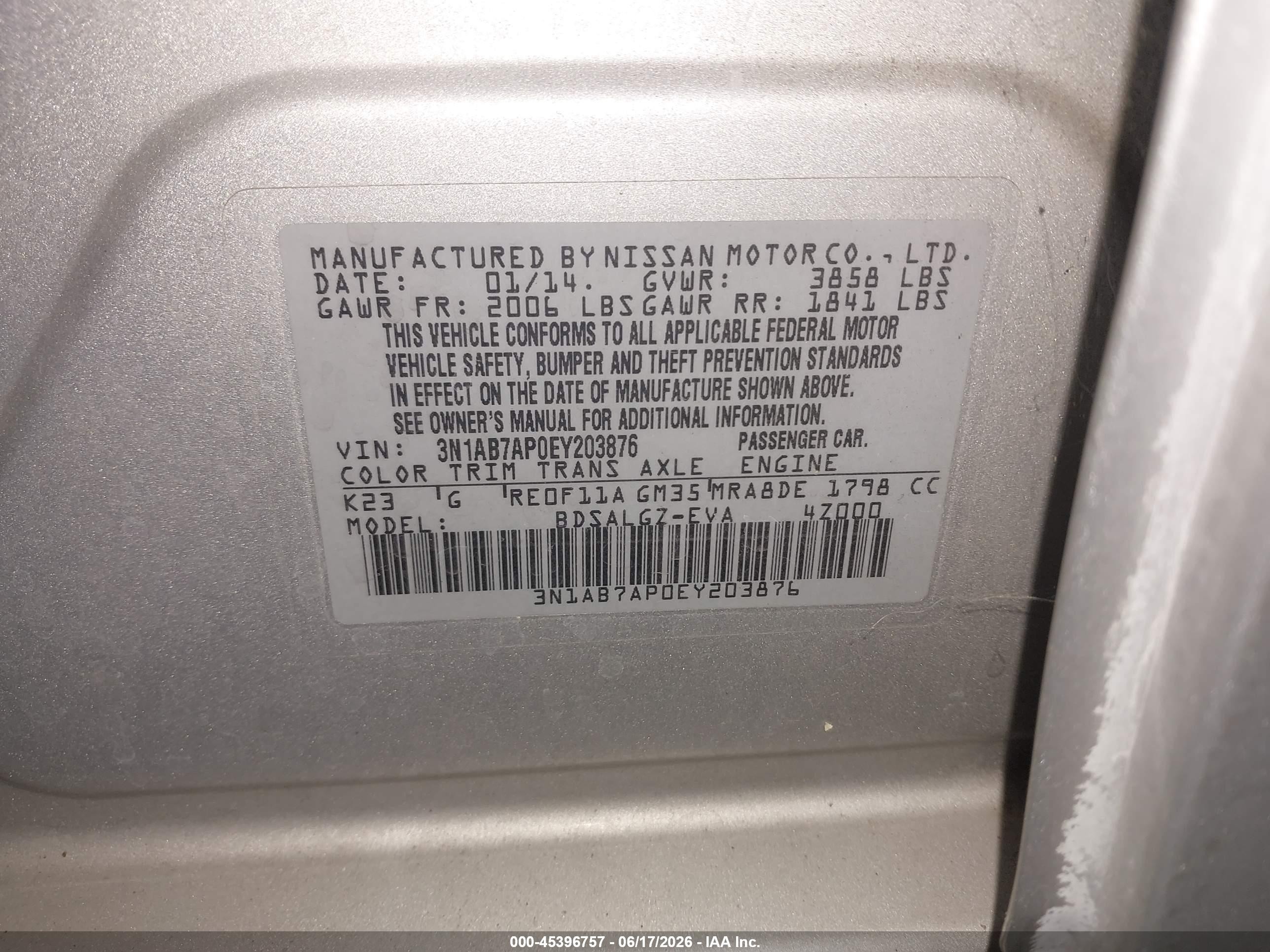 2014 Nissan Sentra Sl Silver vin: 3N1AB7AP0EY203876