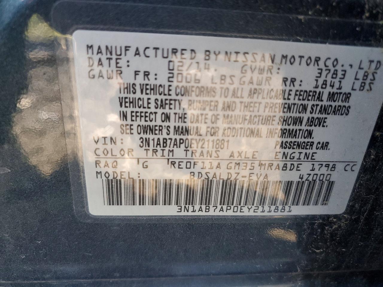2014 Nissan Sentra Sv Black vin: 3N1AB7AP0EY211881