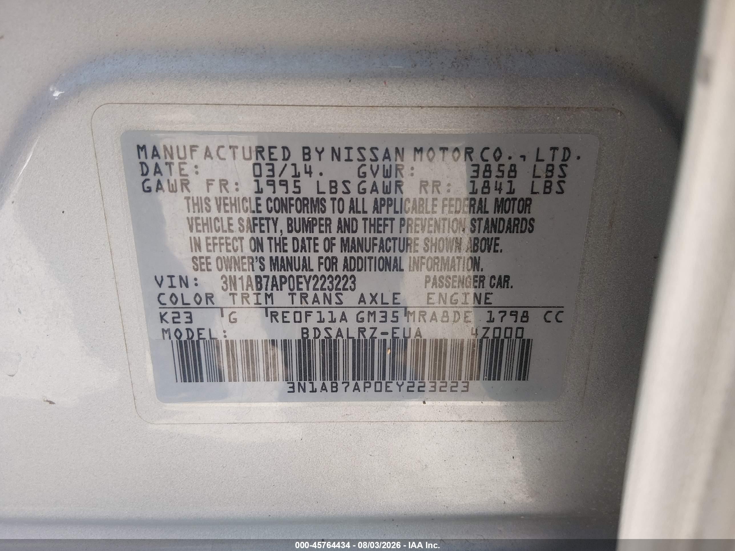 2014 Nissan Sentra Sr Silver vin: 3N1AB7AP0EY223223