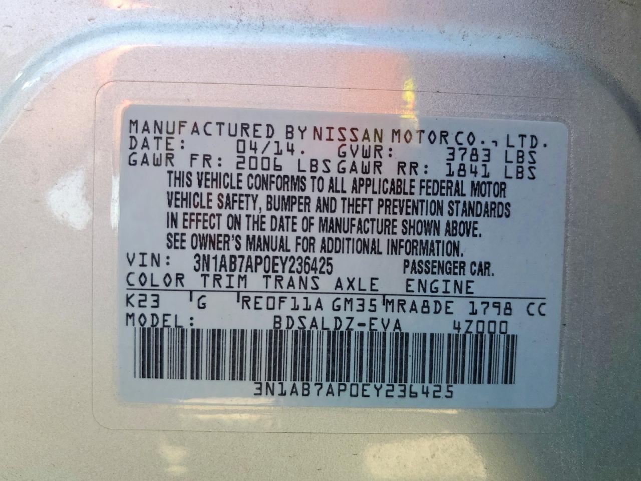 2014 Nissan Sentra Sv Серебряный vin: 3N1AB7AP0EY236425
