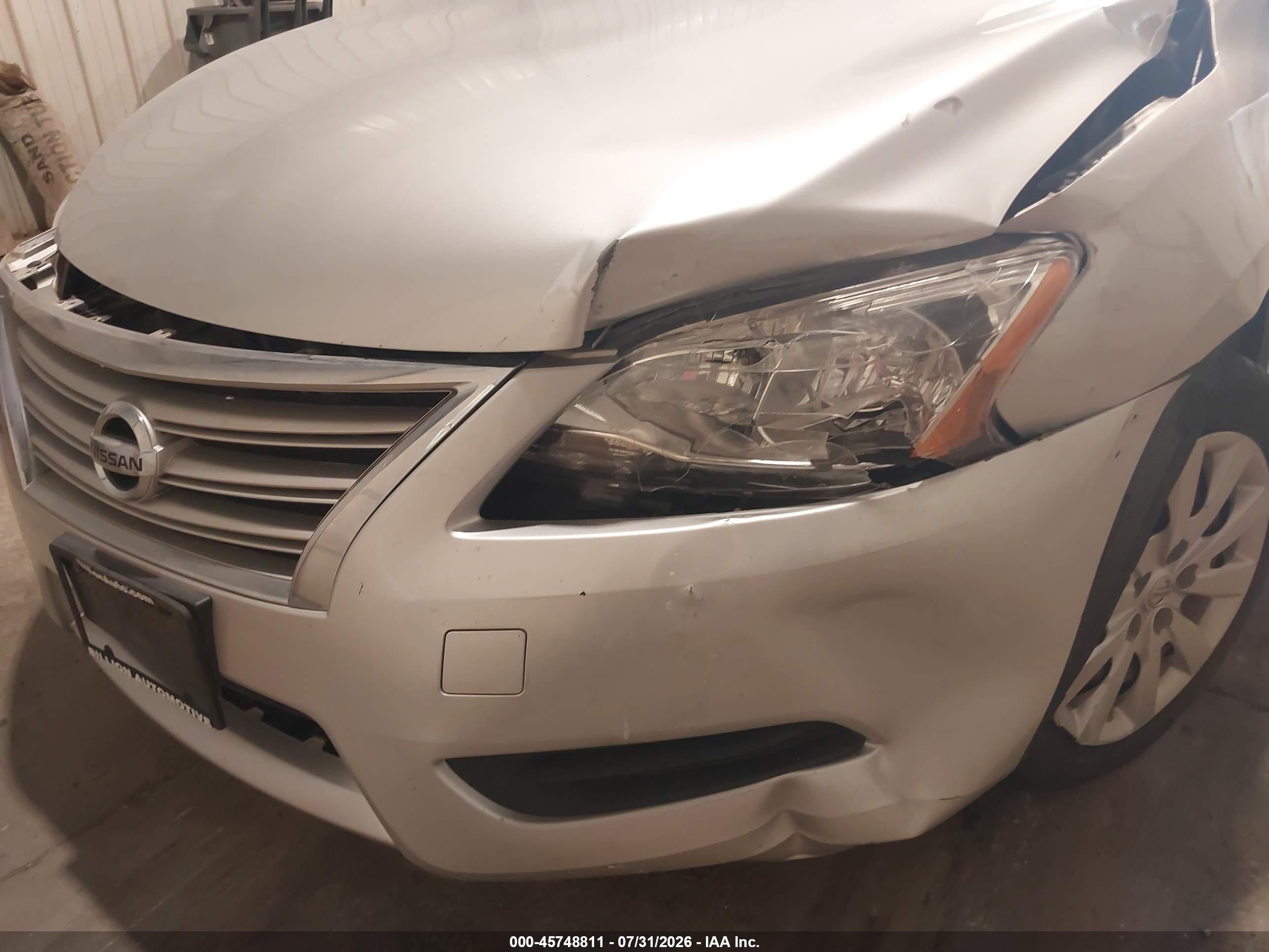 2014 Nissan Sentra Fe+ S/fe+ Sv/s/sl/sr/sv Silver vin: 3N1AB7AP0EY237588
