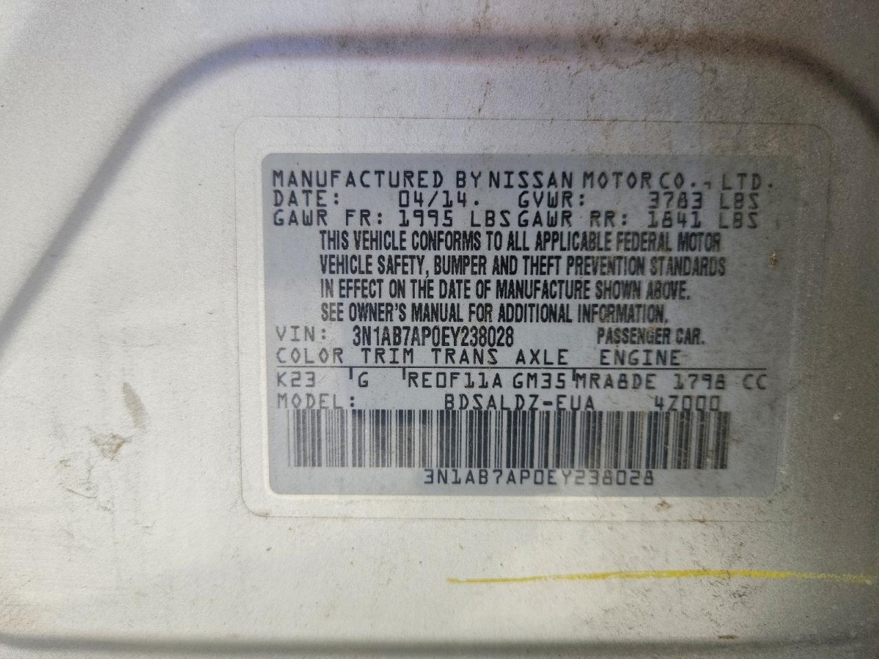 2014 Nissan Sentra Sv Серебряный vin: 3N1AB7AP0EY238028