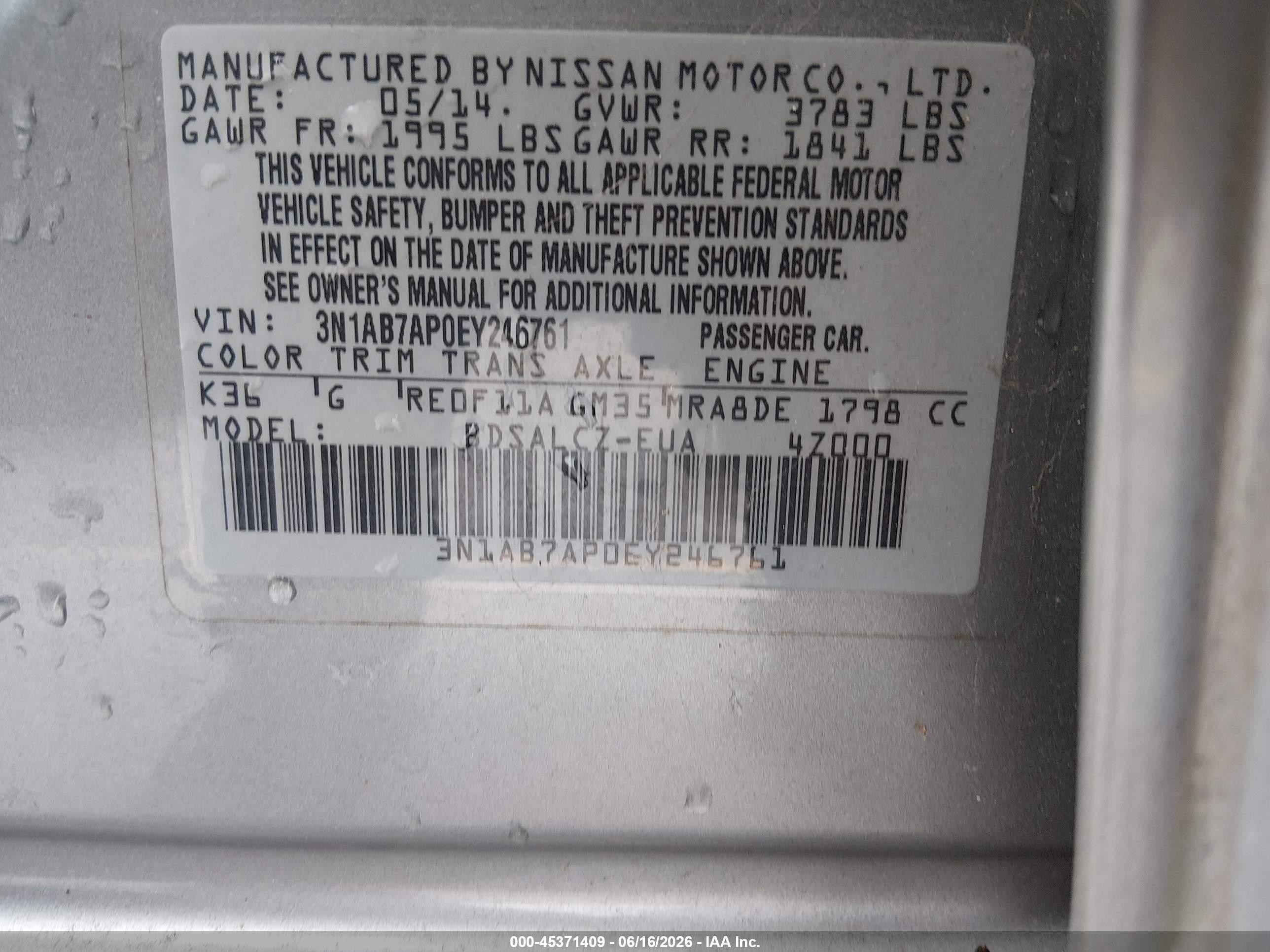 2014 Nissan Sentra S Silver vin: 3N1AB7AP0EY246761