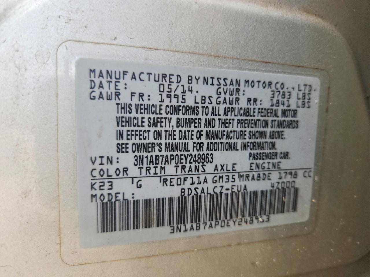 2014 Nissan Sentra S Серебряный vin: 3N1AB7AP0EY248963