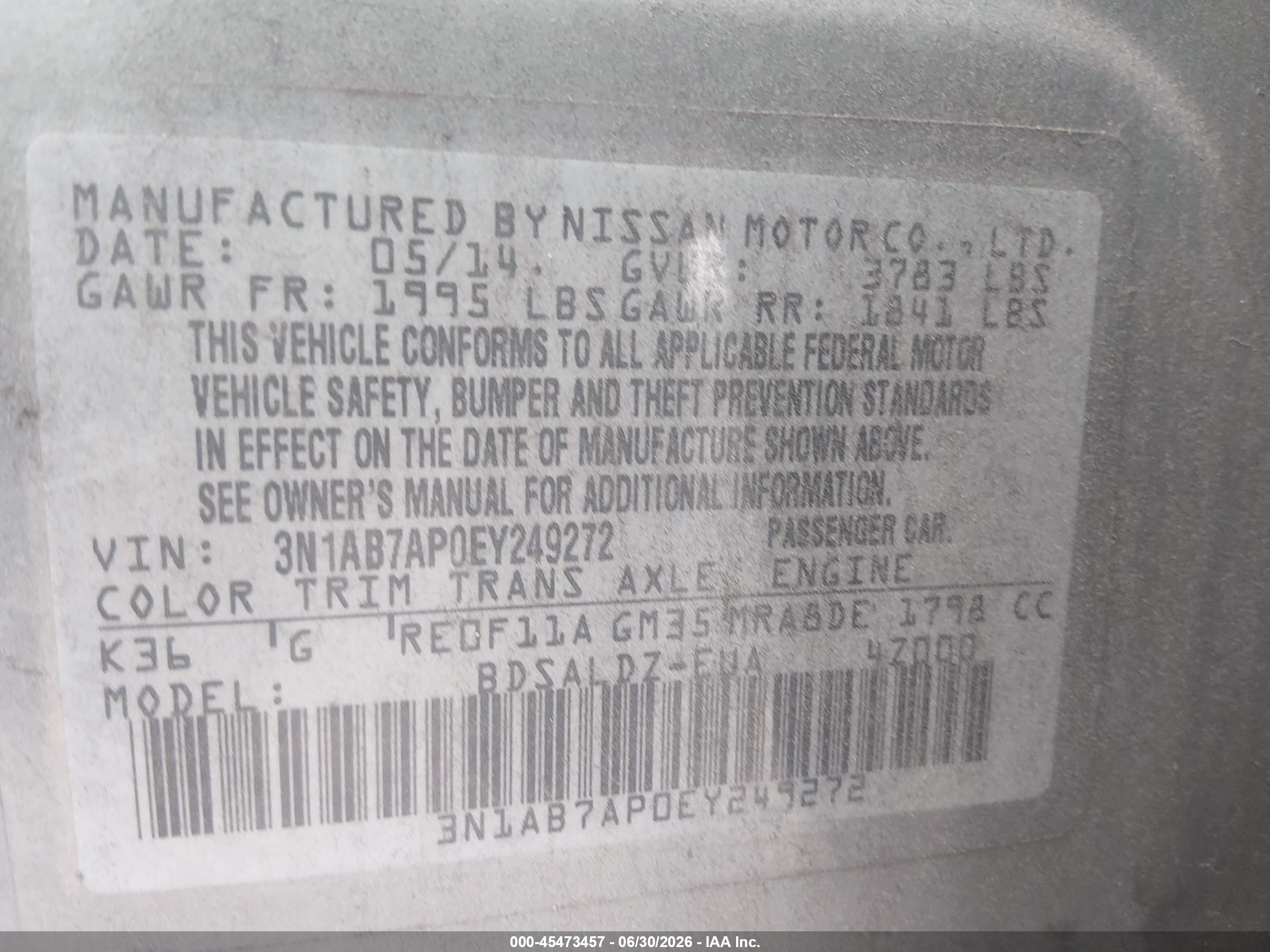 2014 Nissan Sentra Sv Silver vin: 3N1AB7AP0EY249272