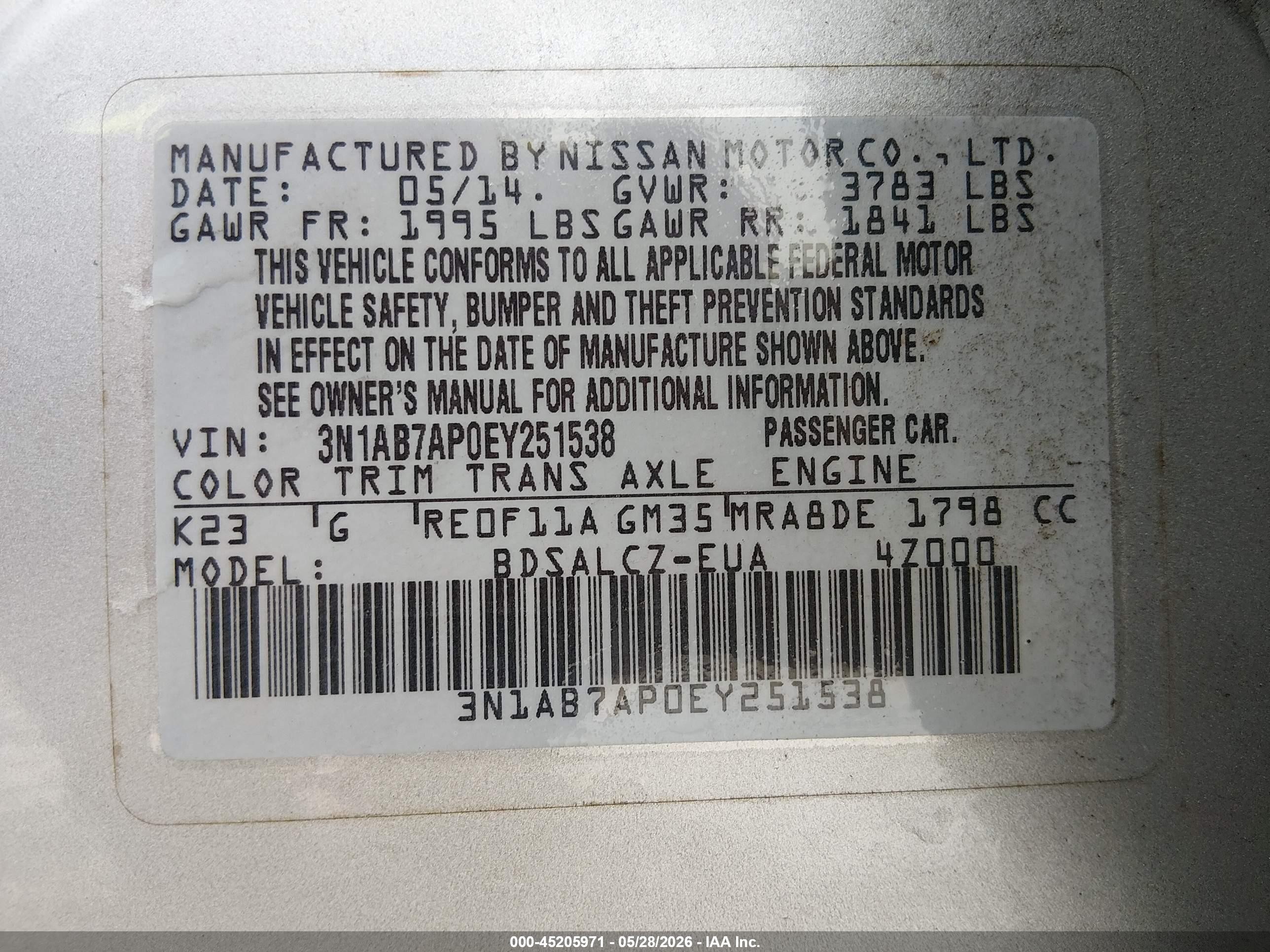 2014 Nissan Sentra S Silver vin: 3N1AB7AP0EY251538