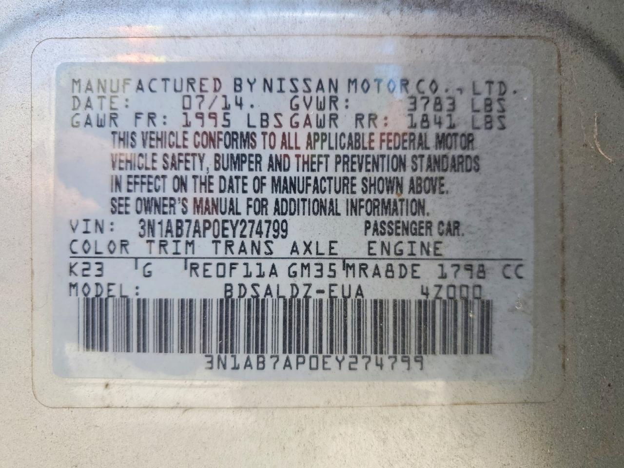 2014 Nissan Sentra Sv Серебряный vin: 3N1AB7AP0EY274799