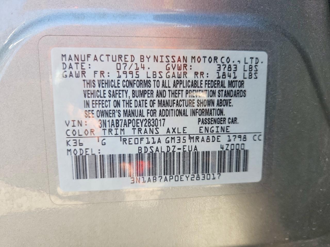 2014 Nissan Sentra Sv Gray vin: 3N1AB7AP0EY283017