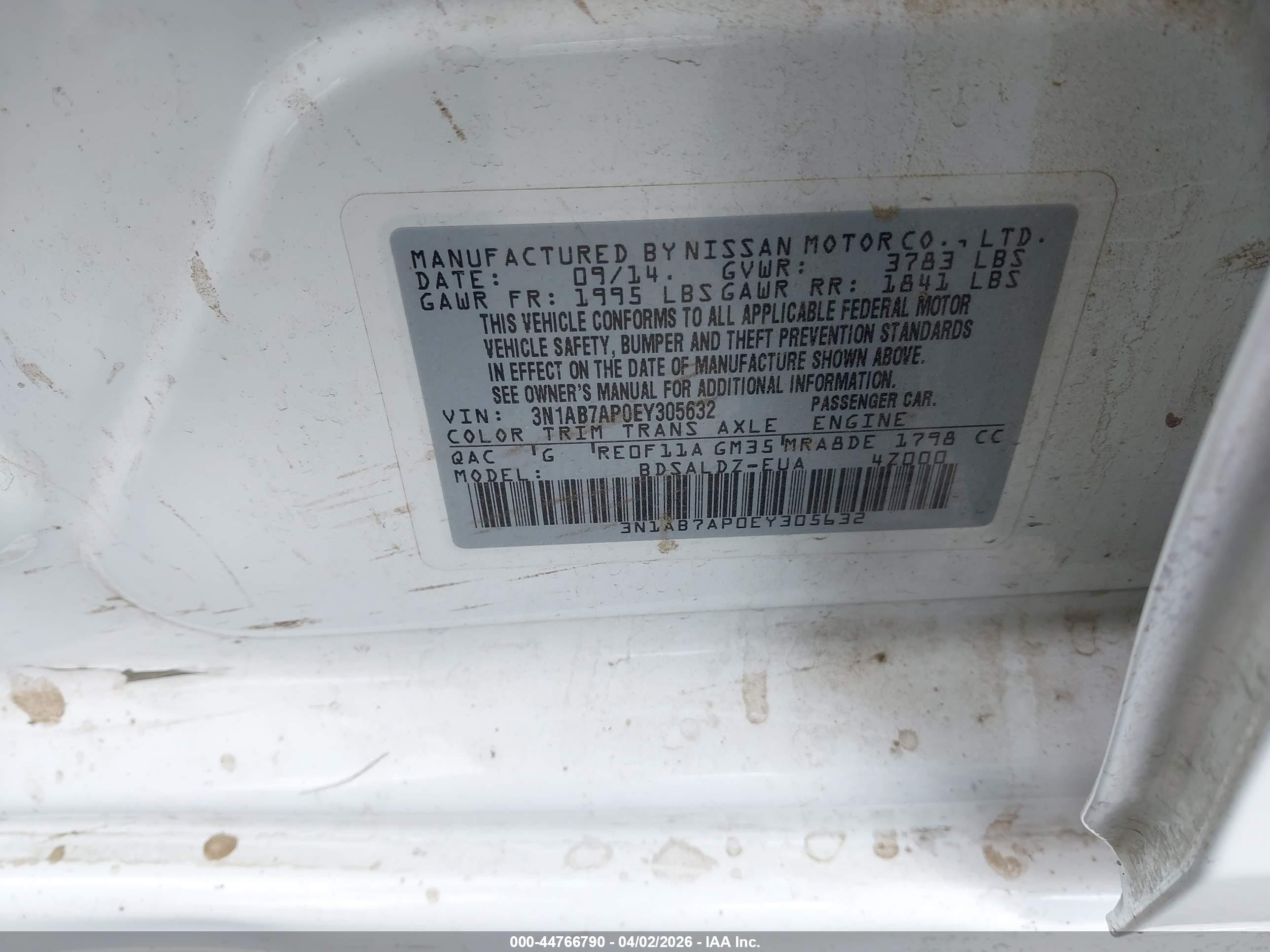 2014 Nissan Sentra Sv Белый vin: 3N1AB7AP0EY305632