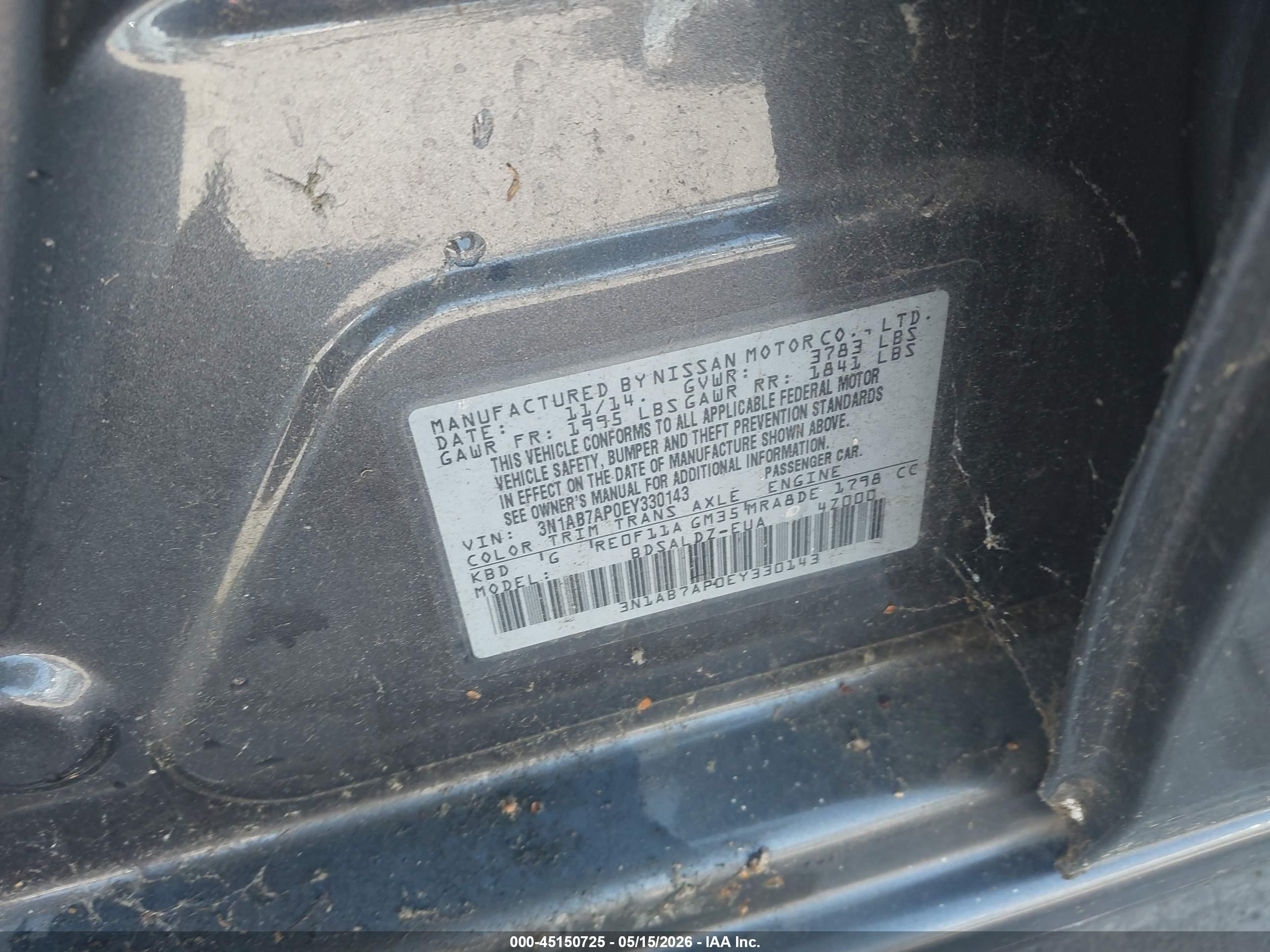 2014 Nissan Sentra Sv Gray vin: 3N1AB7AP0EY330143