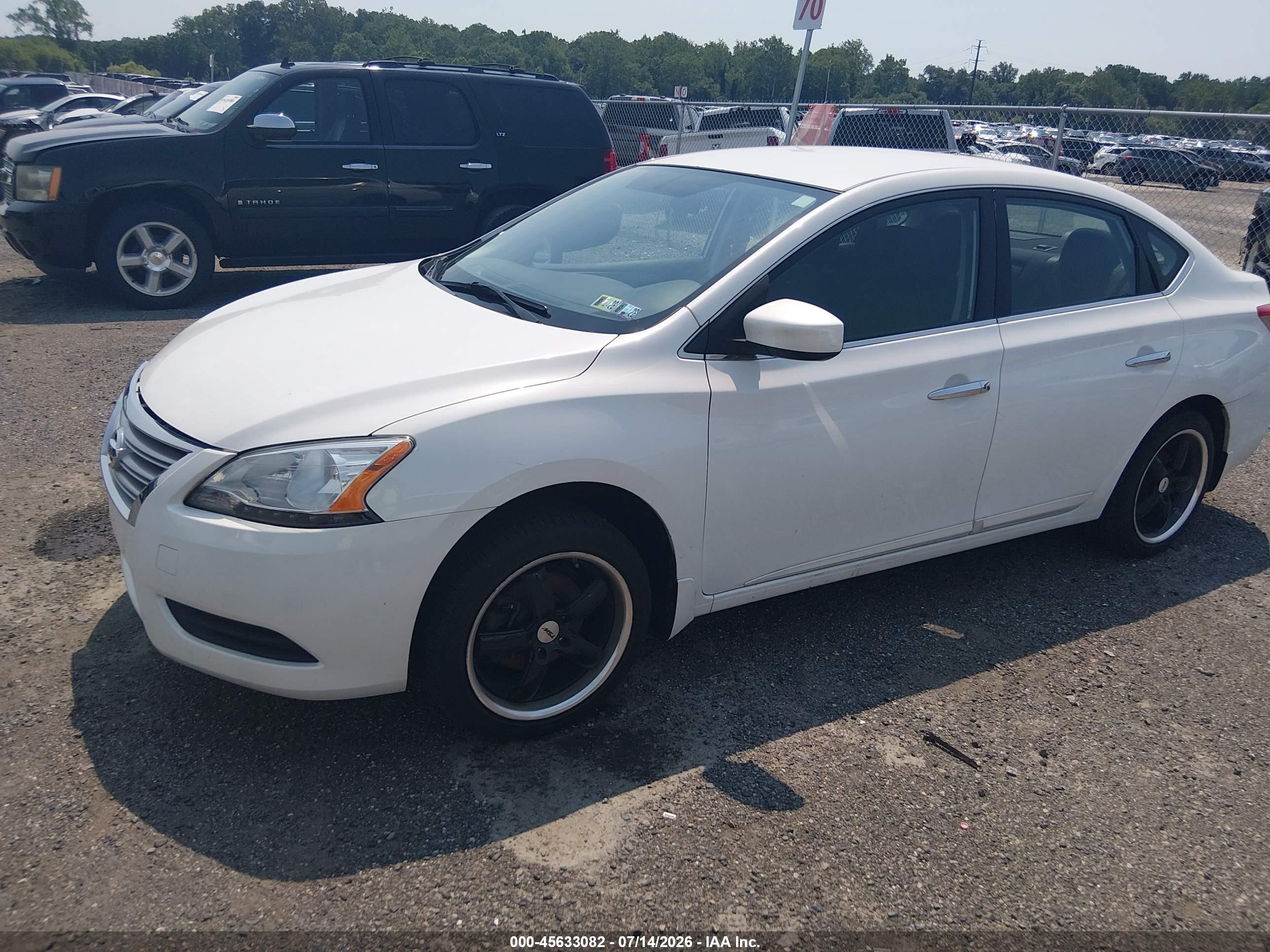 2014 Nissan Sentra Sv White vin: 3N1AB7AP0EY335634