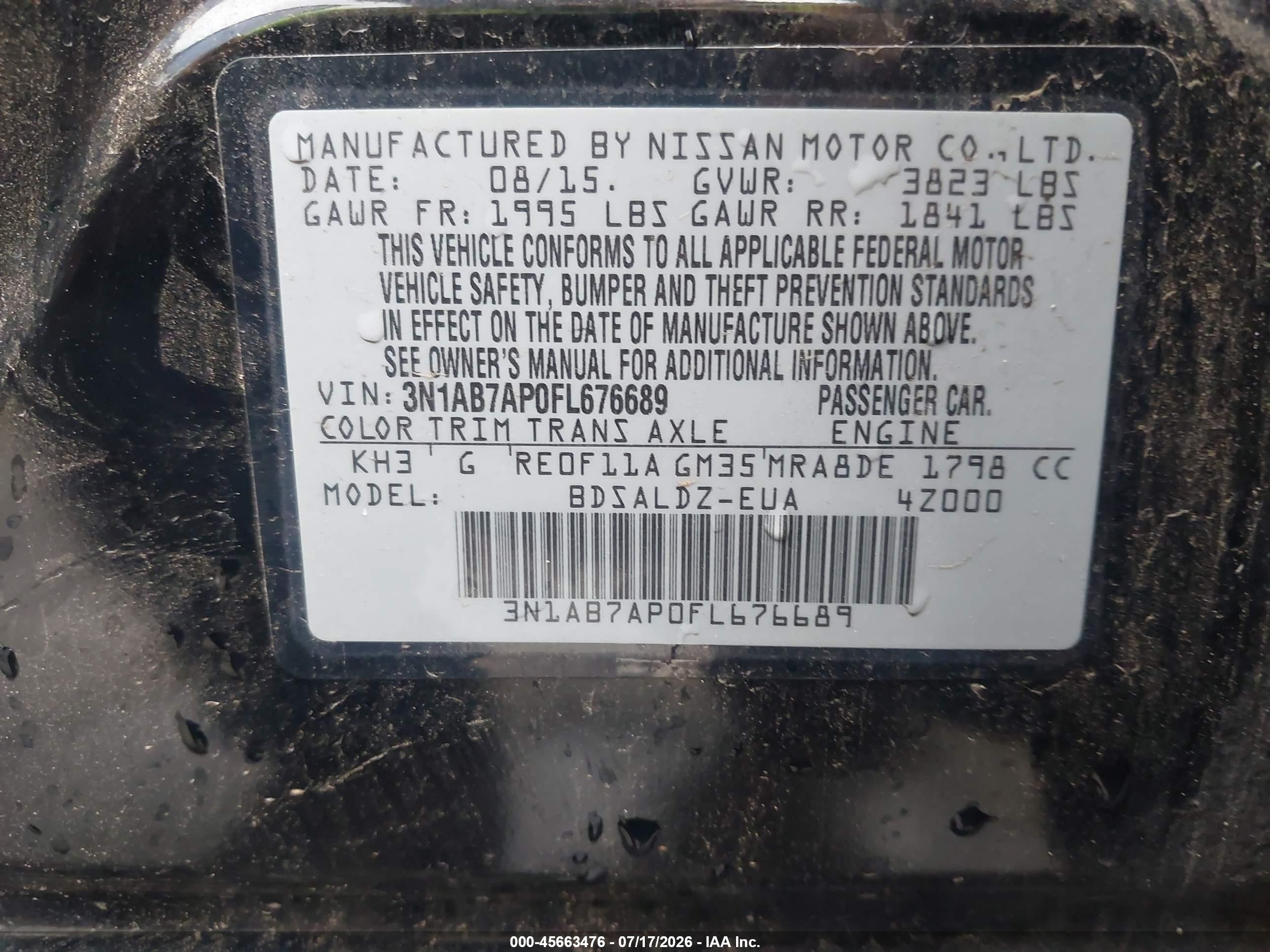 2015 Nissan Sentra Sv Black vin: 3N1AB7AP0FL676689