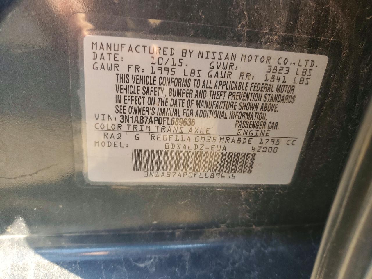 2015 Nissan Sentra Sv Бирюзовый vin: 3N1AB7AP0FL689636