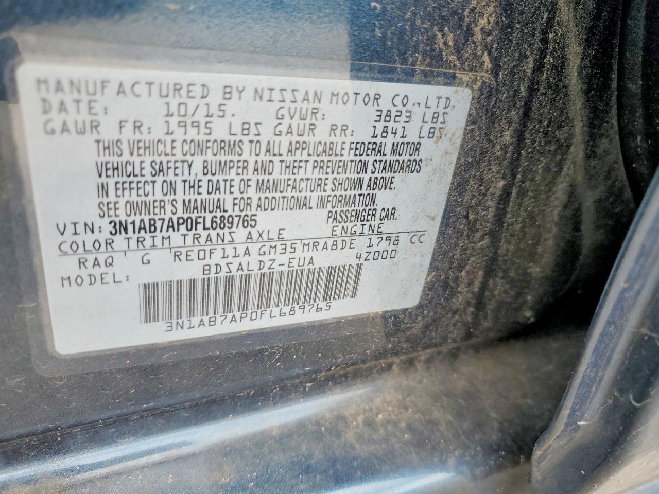 2015 Nissan Sentra Blue vin: 3N1AB7AP0FL689765