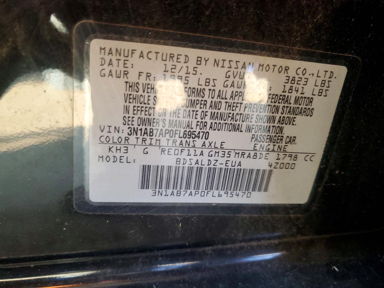 2015 Nissan Sentra Sv Black vin: 3N1AB7AP0FL695470