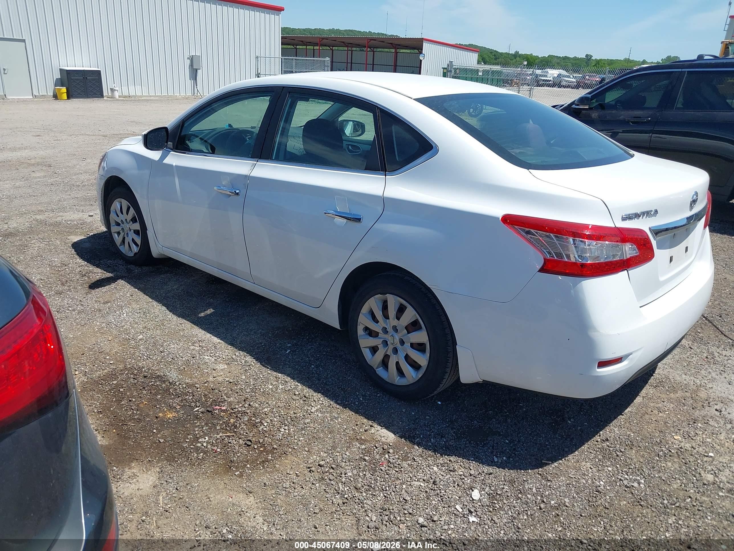 2015 Nissan Sentra S White vin: 3N1AB7AP0FY227600
