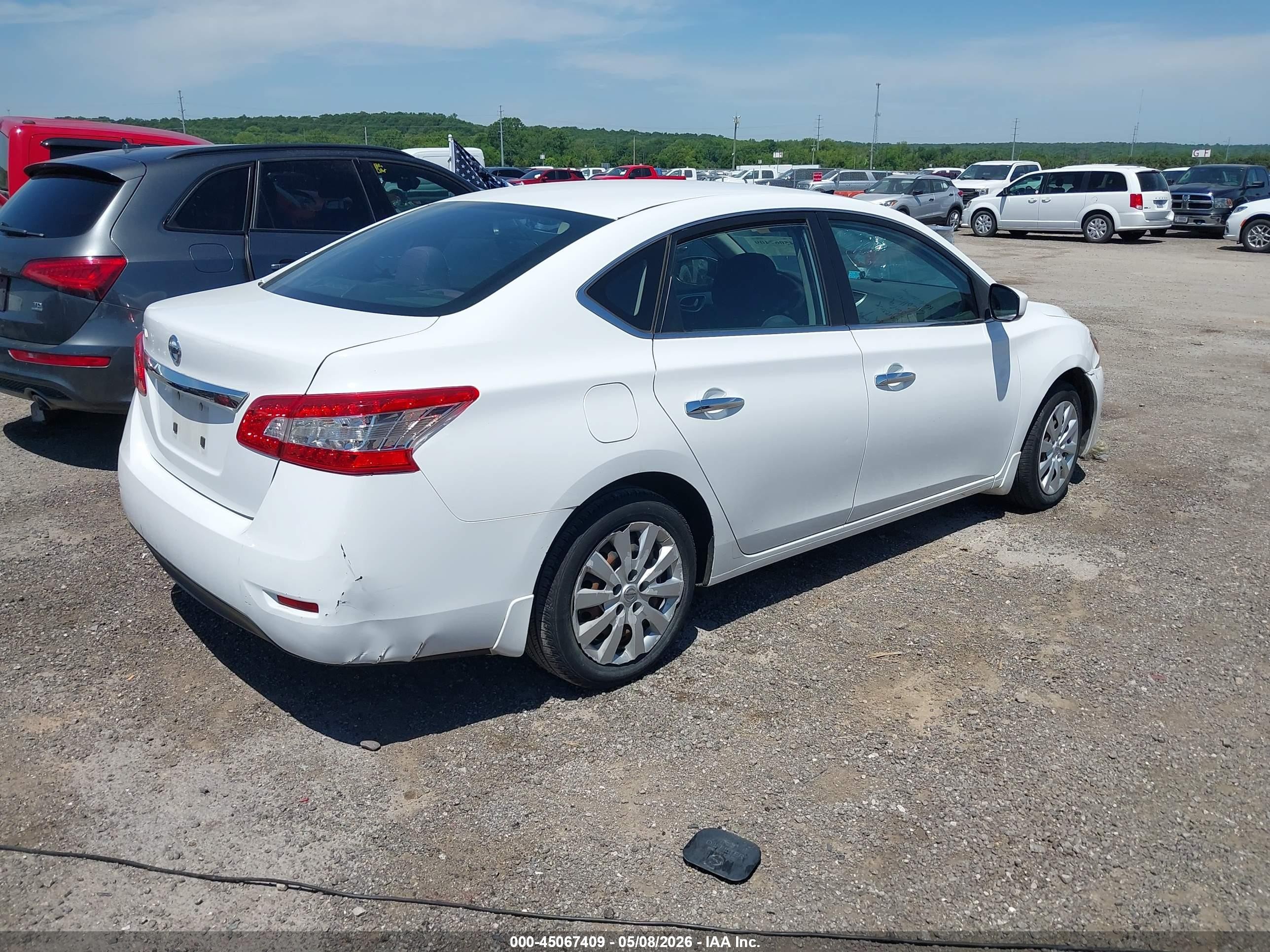2015 Nissan Sentra S White vin: 3N1AB7AP0FY227600