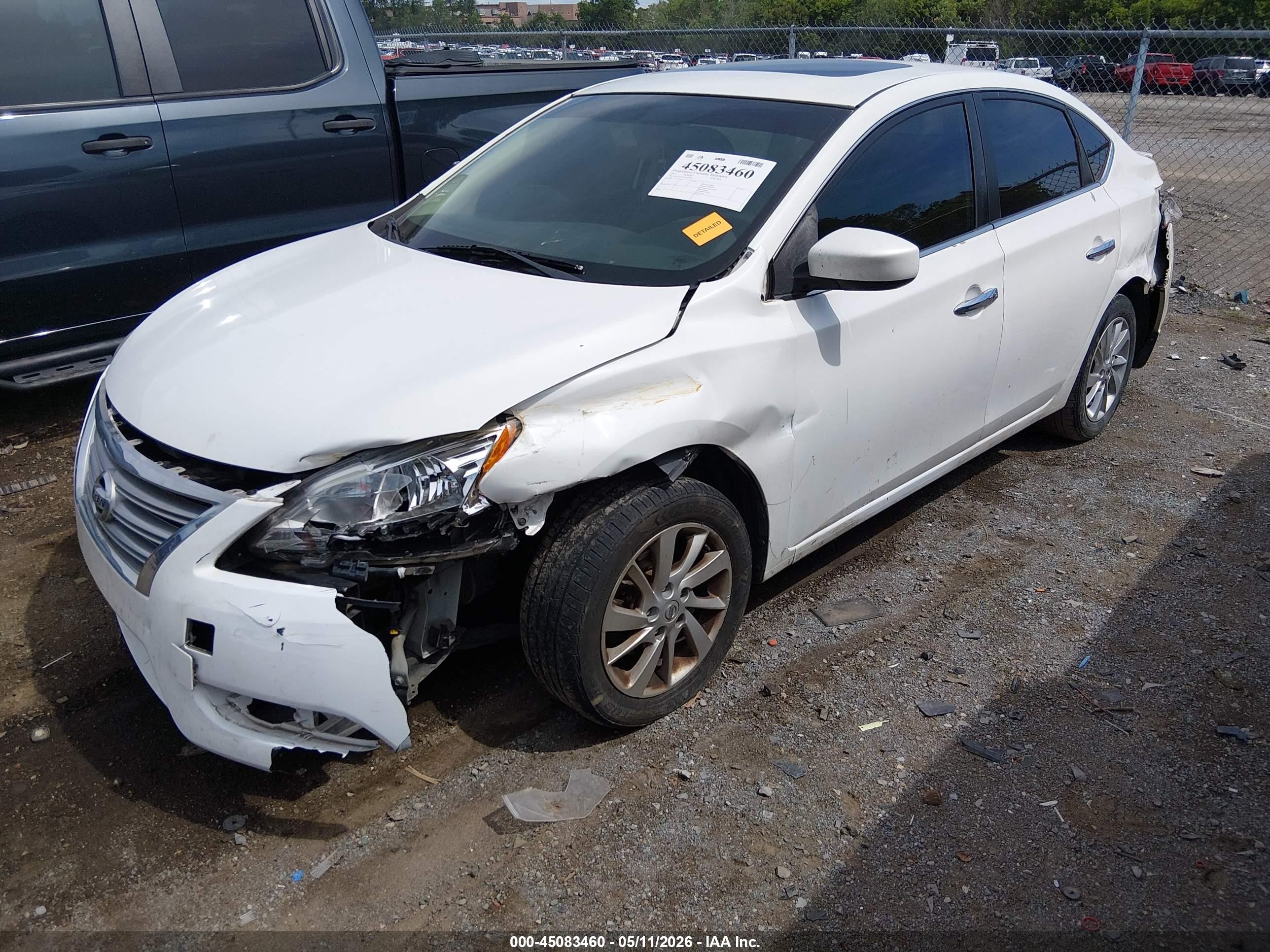 2015 Nissan Sentra Sv White vin: 3N1AB7AP0FY237494
