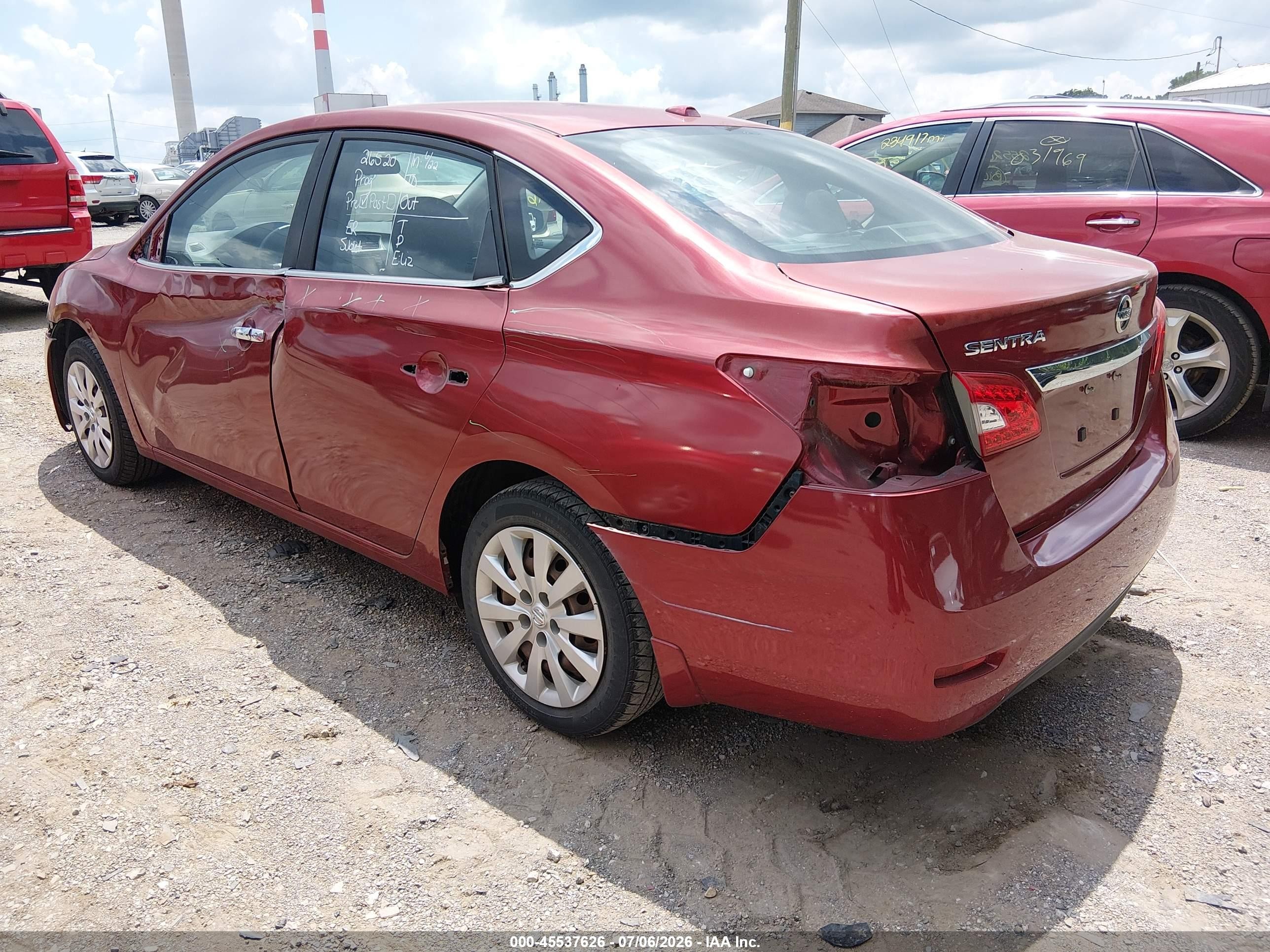 2015 Nissan Sentra Sv Red vin: 3N1AB7AP0FY240752