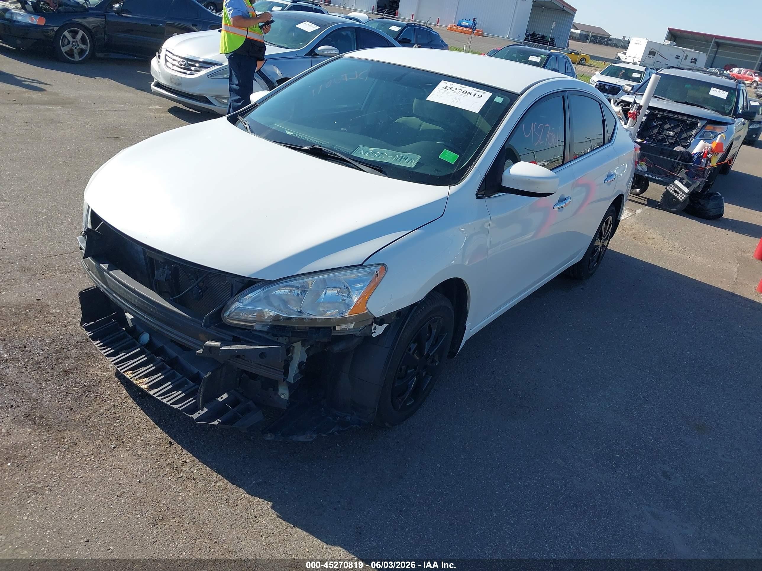 2015 Nissan Sentra Sv White vin: 3N1AB7AP0FY255204