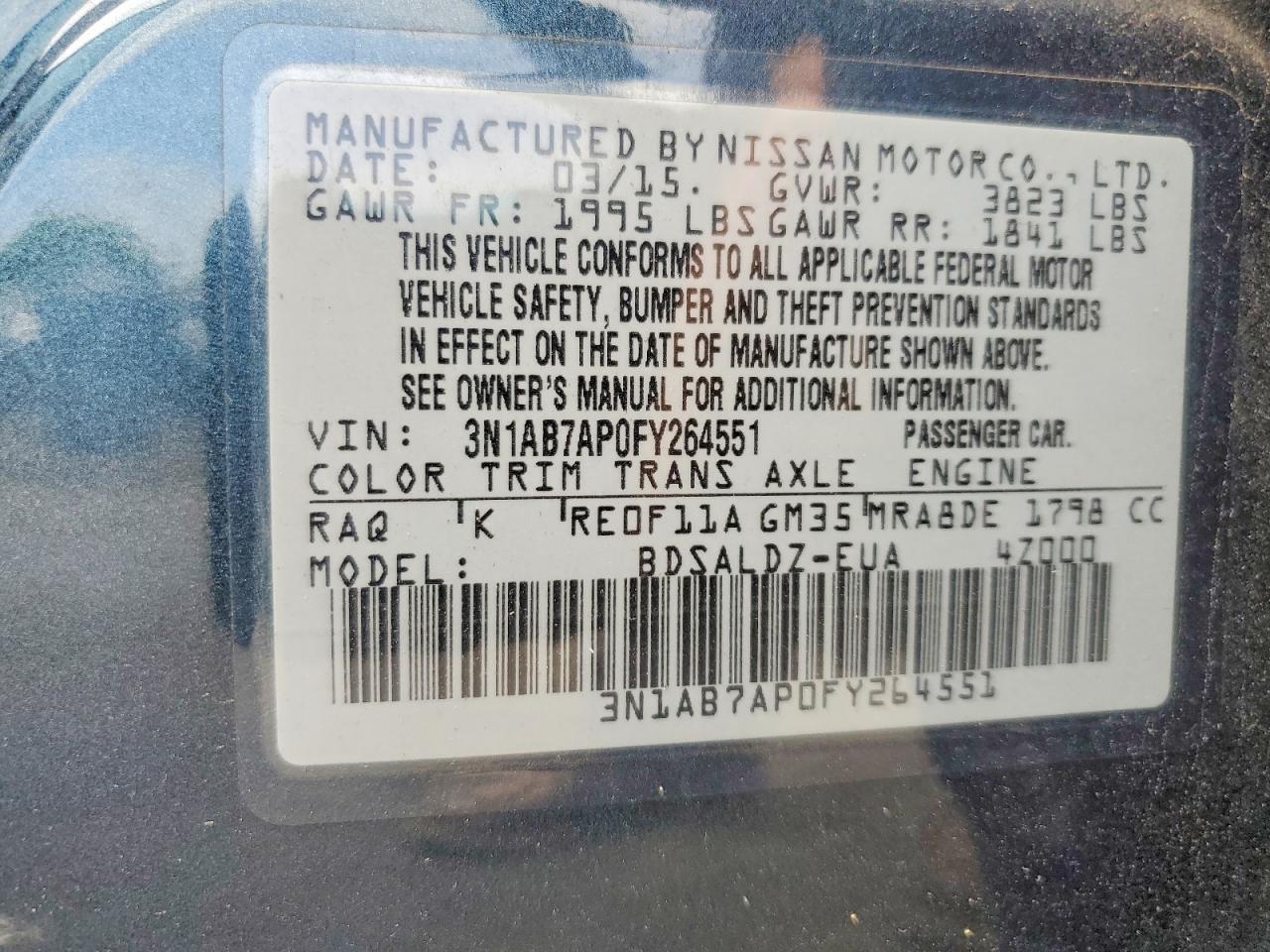 2015 Nissan Sentra Sv Синий vin: 3N1AB7AP0FY264551