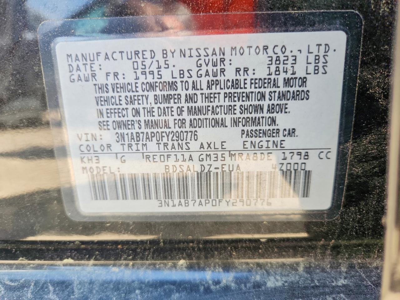 2015 Nissan Sentra Sv Black vin: 3N1AB7AP0FY290776