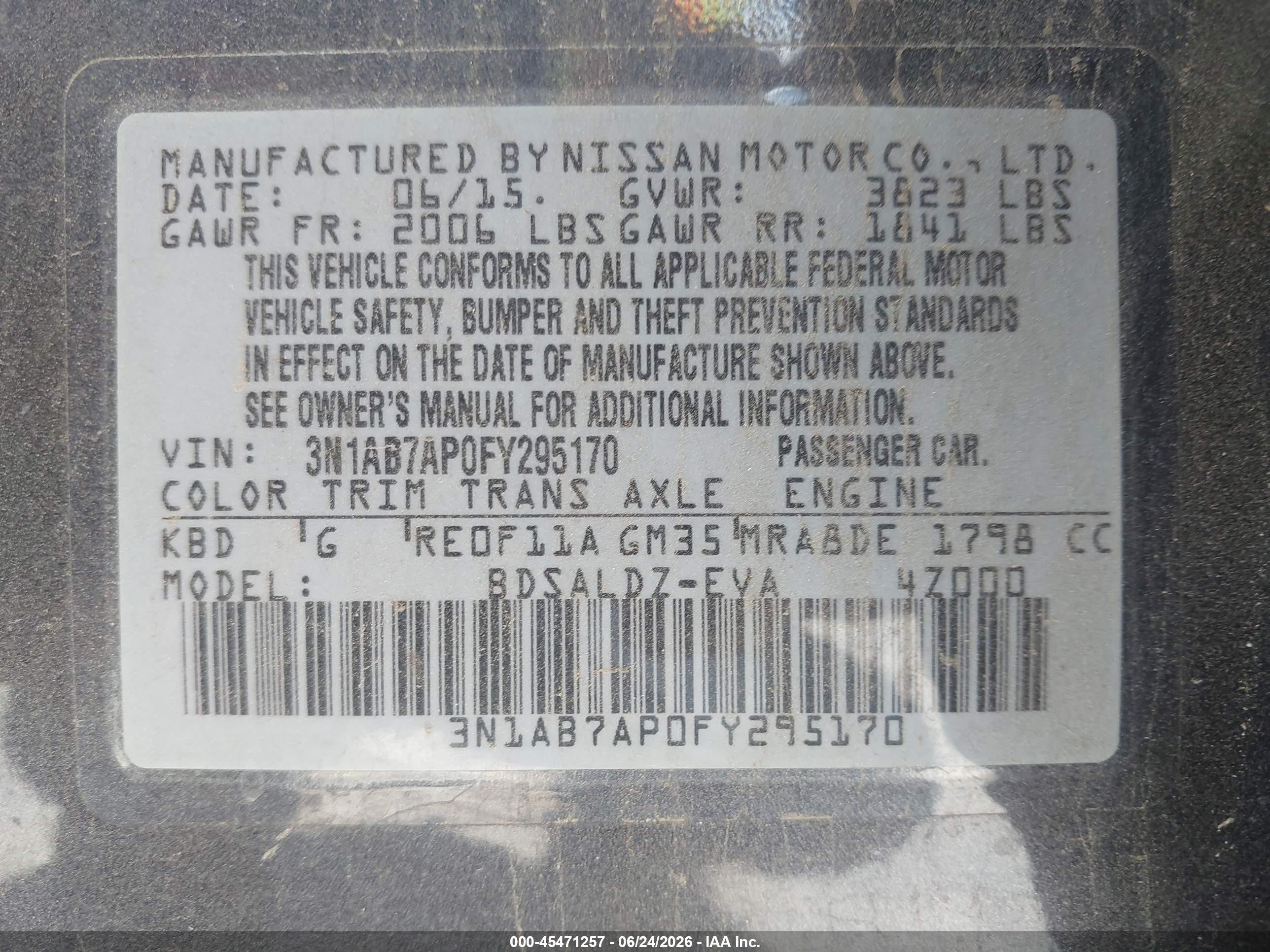 2015 Nissan Sentra Sv Gray vin: 3N1AB7AP0FY295170