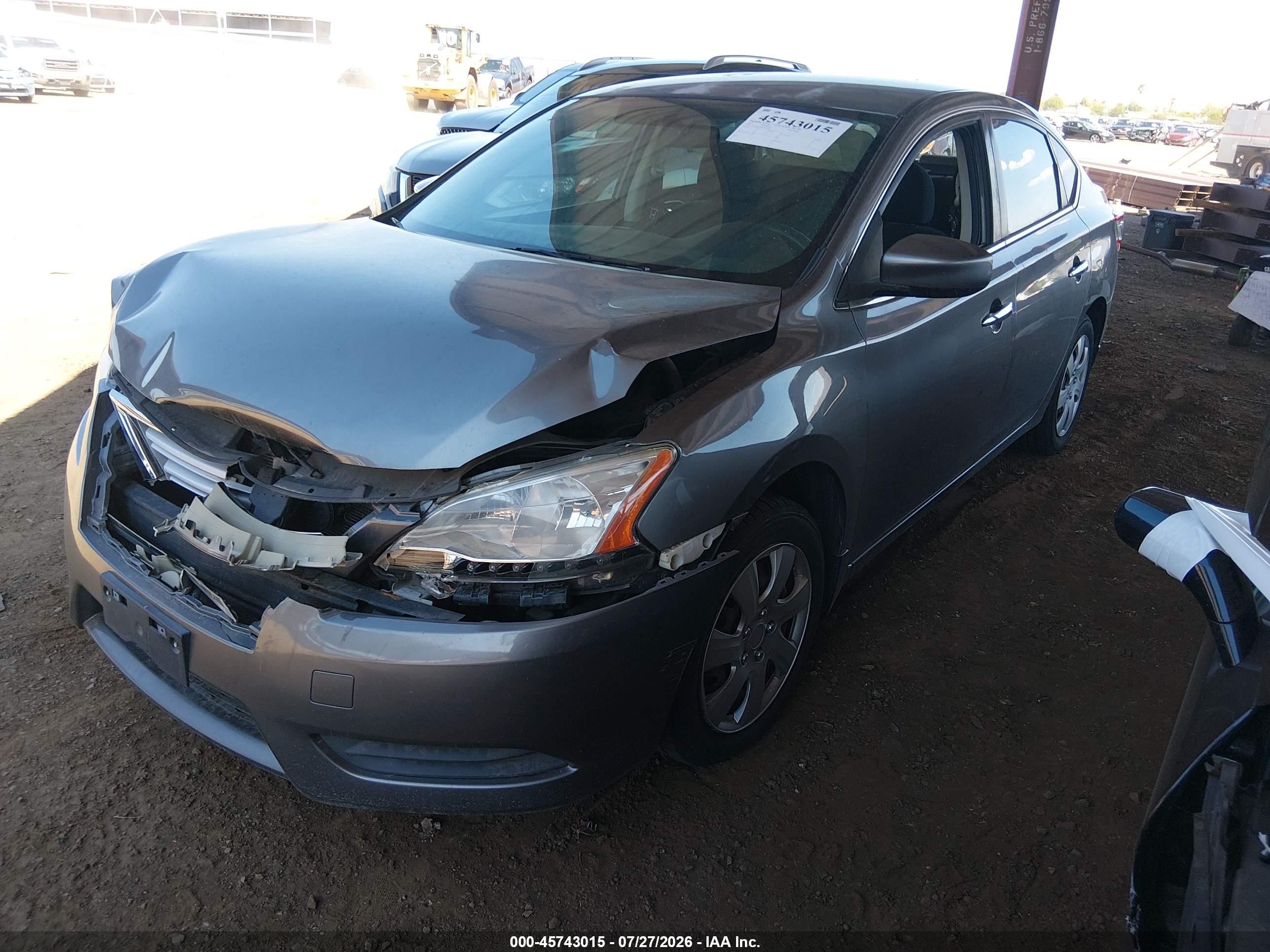 2015 Nissan Sentra S Gray vin: 3N1AB7AP0FY297288
