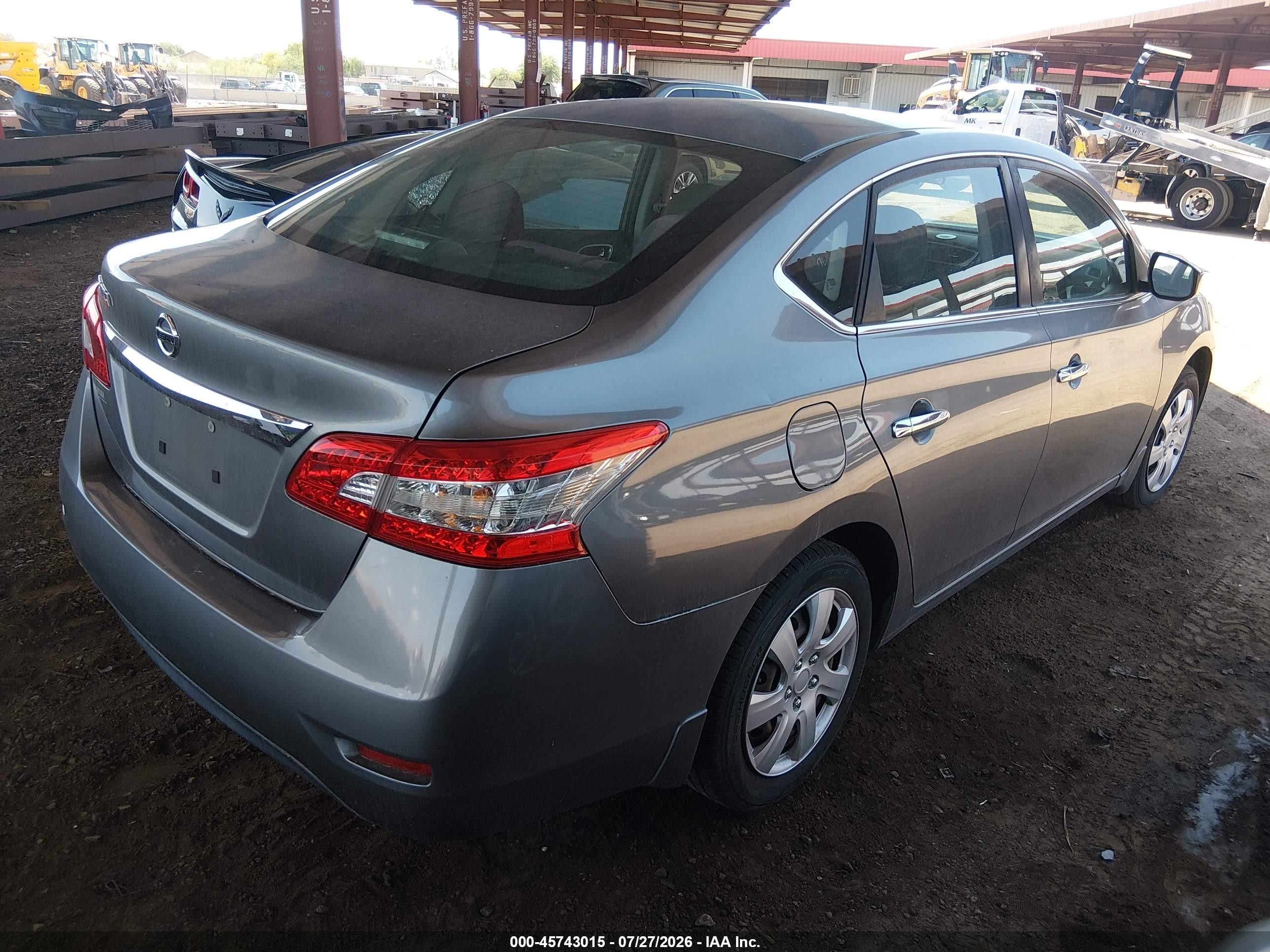 2015 Nissan Sentra S Gray vin: 3N1AB7AP0FY297288